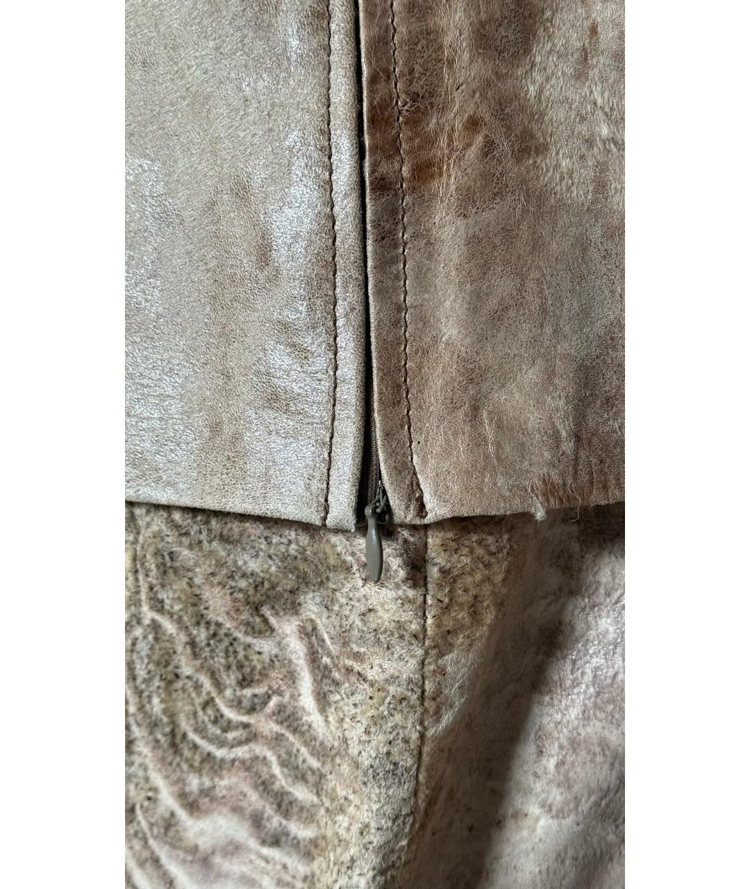 ANN DEMEULEMEESTER Бежевый кожаный костюм с брюками, фото 4