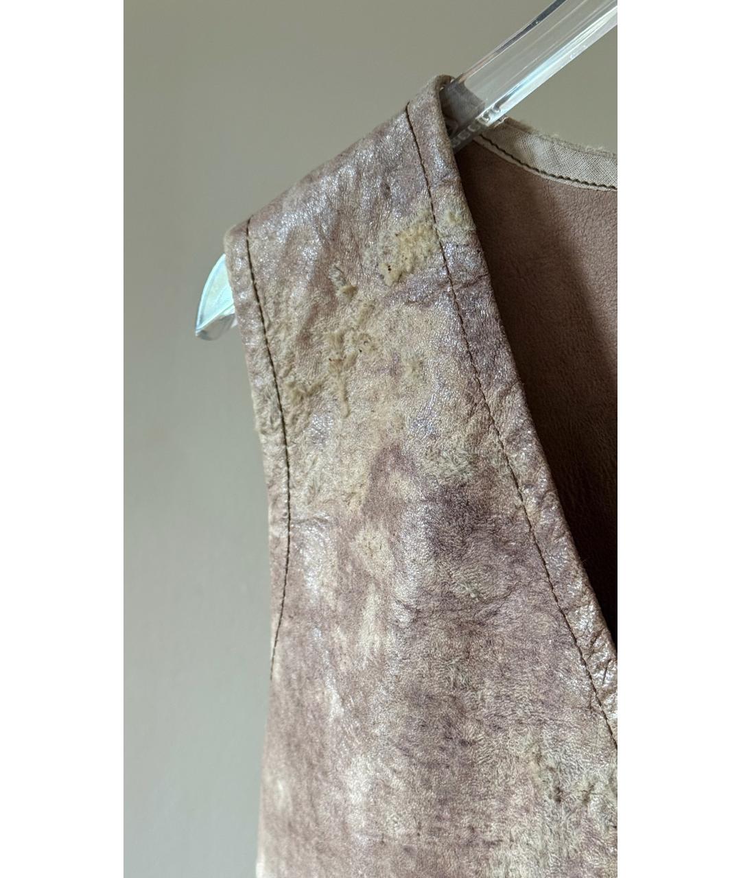 ANN DEMEULEMEESTER Бежевый кожаный костюм с брюками, фото 5