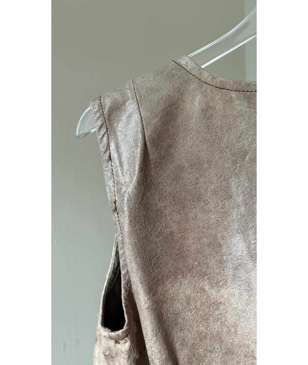 ANN DEMEULEMEESTER Бежевый кожаный костюм с брюками, фото 3