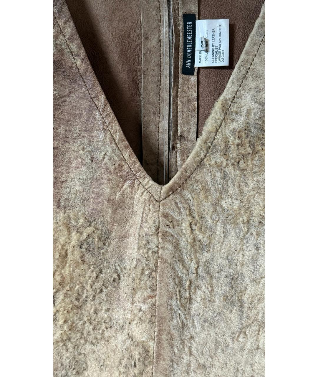 ANN DEMEULEMEESTER Бежевый кожаный костюм с брюками, фото 7