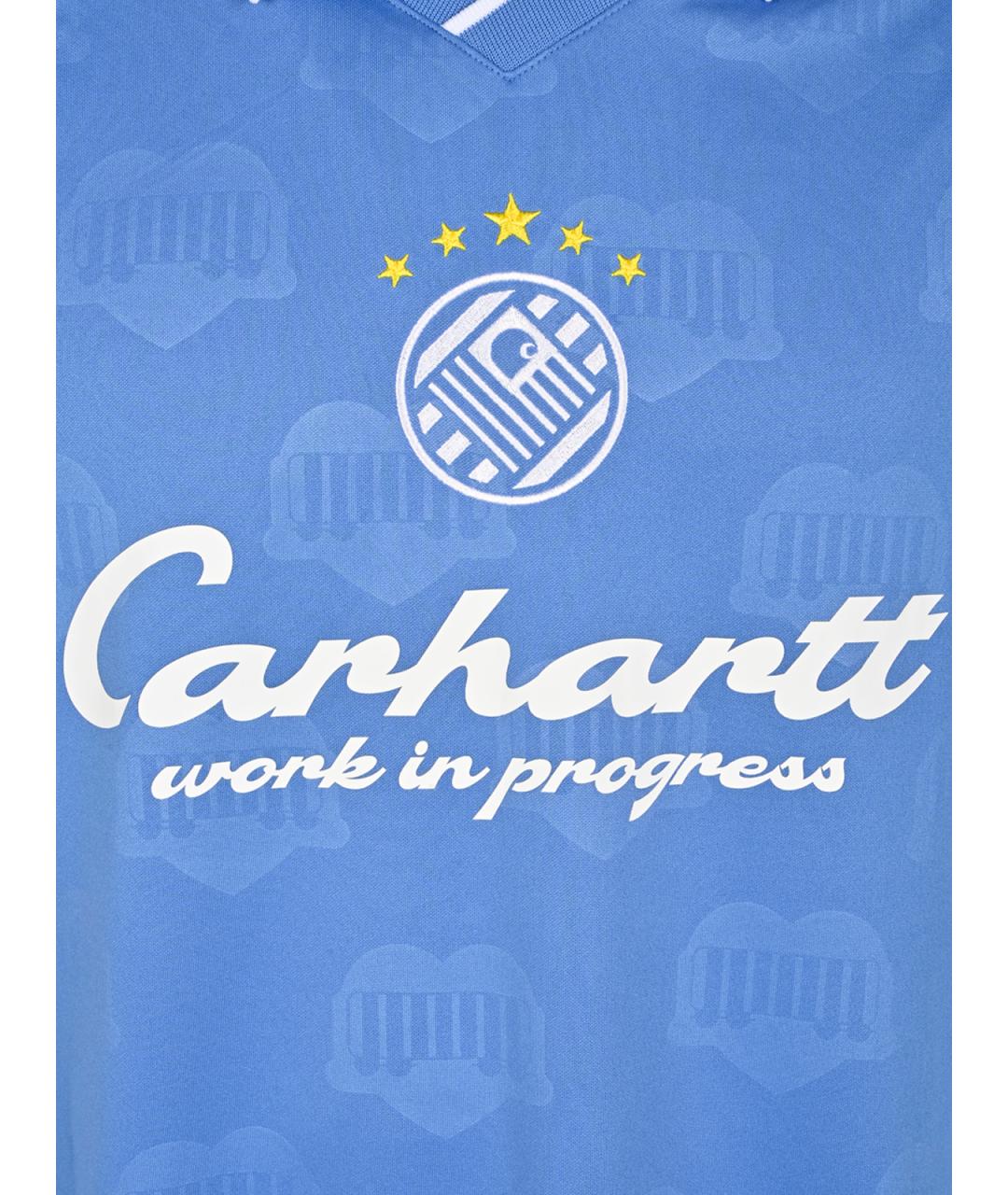 CARHARTT WIP Синее синтетическое поло с коротким рукавом, фото 6