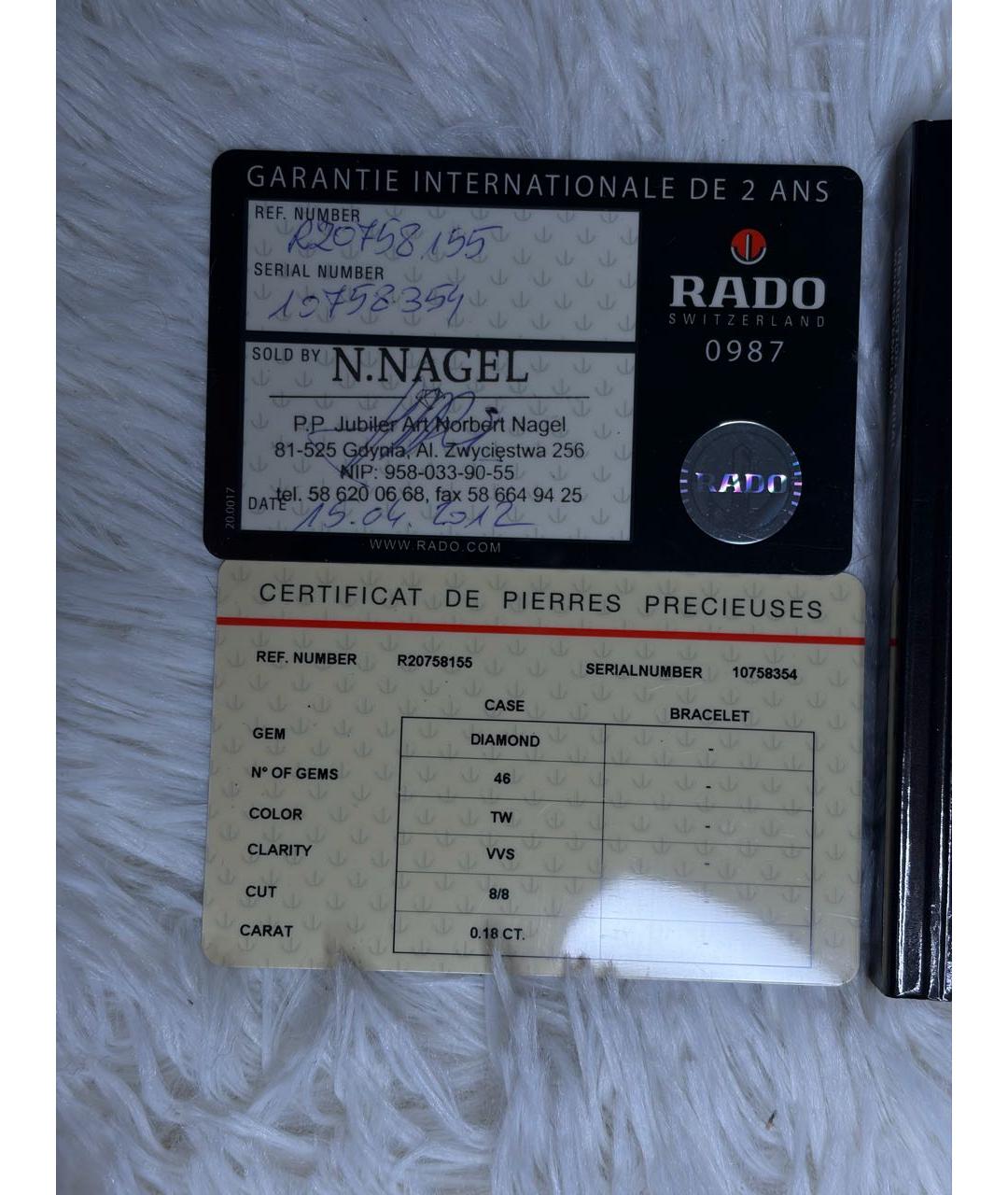 RADO Черные кожаные часы, фото 7