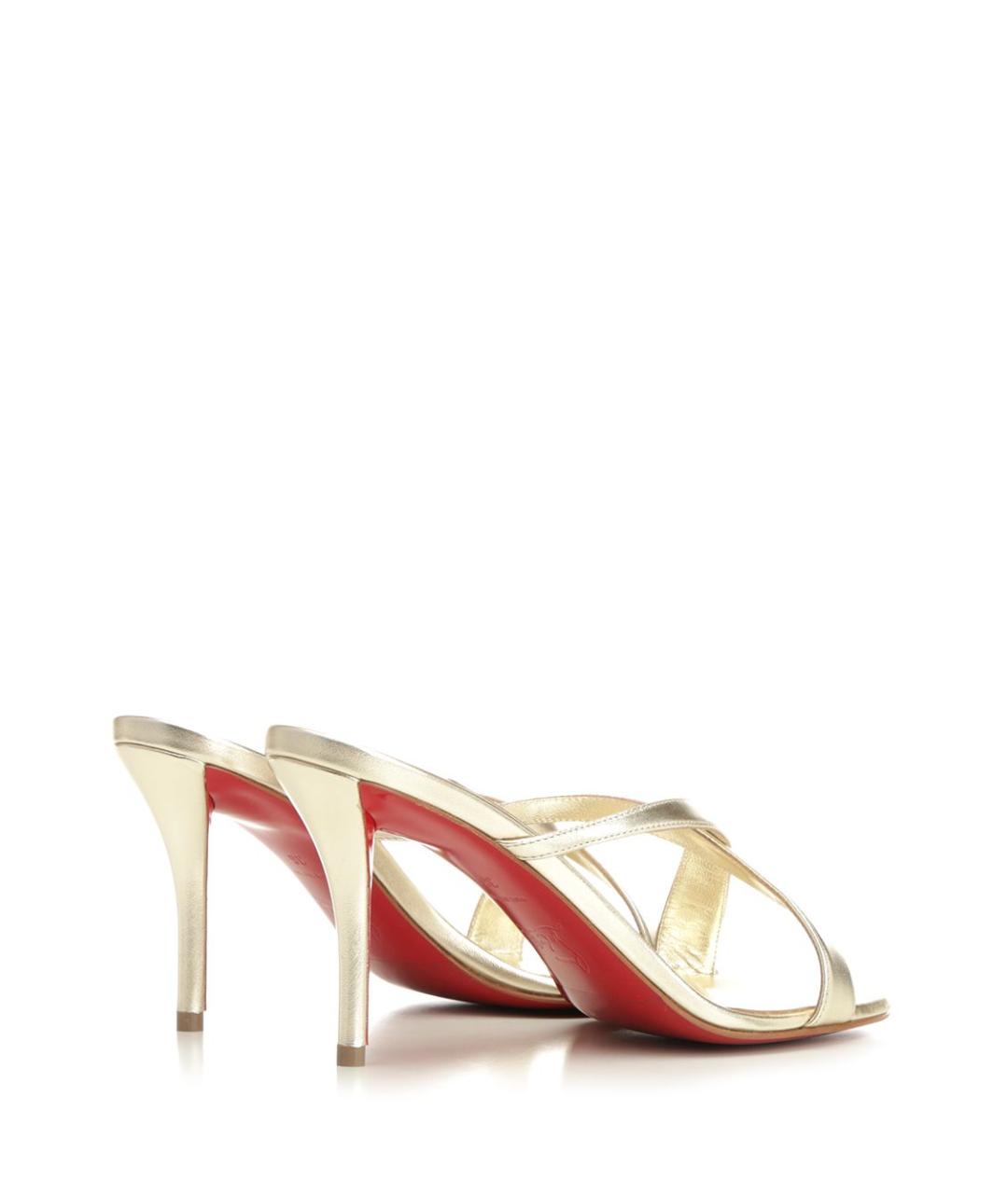 CHRISTIAN LOUBOUTIN Золотые кожаные мюли, фото 3