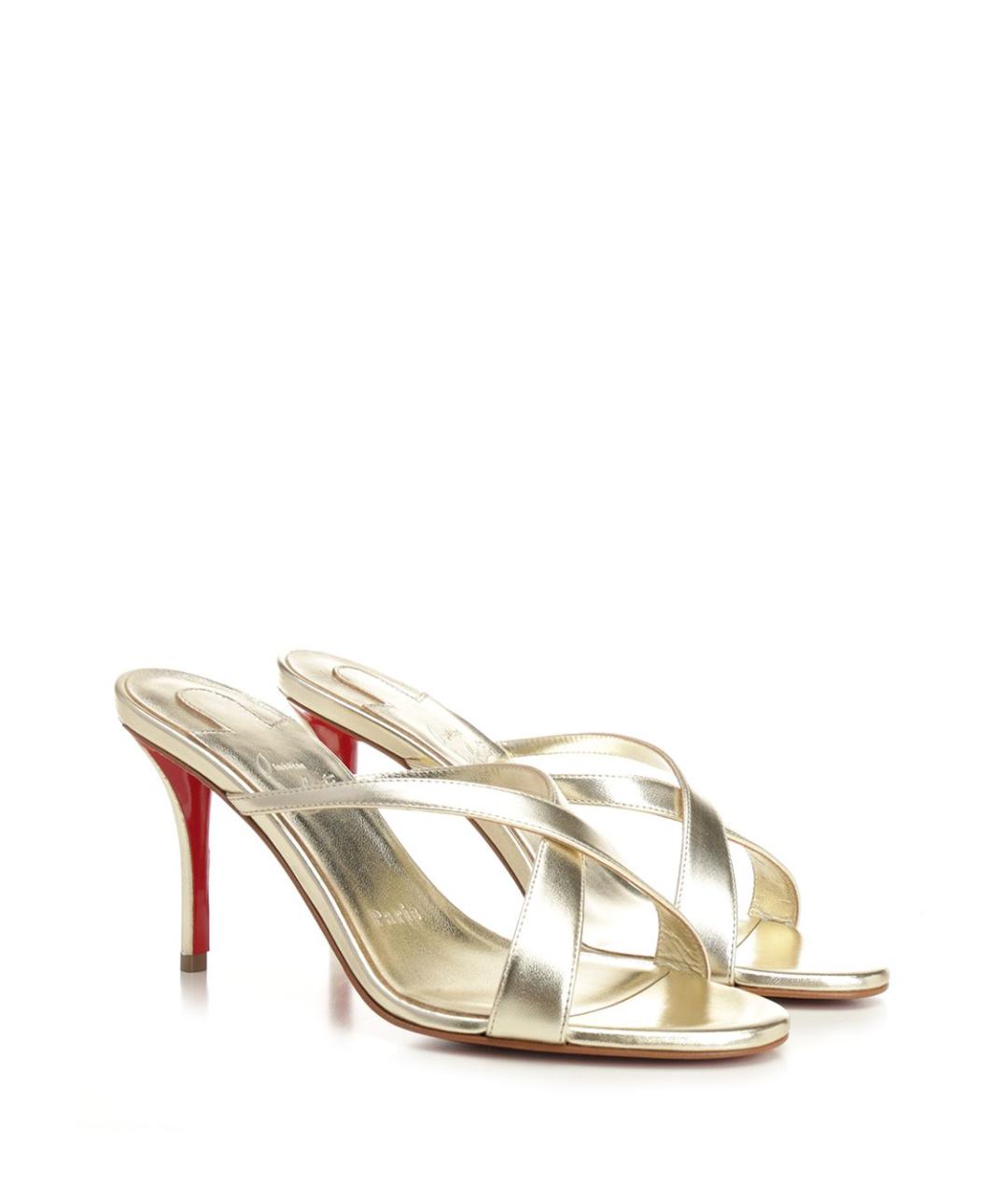 CHRISTIAN LOUBOUTIN Золотые кожаные мюли, фото 2