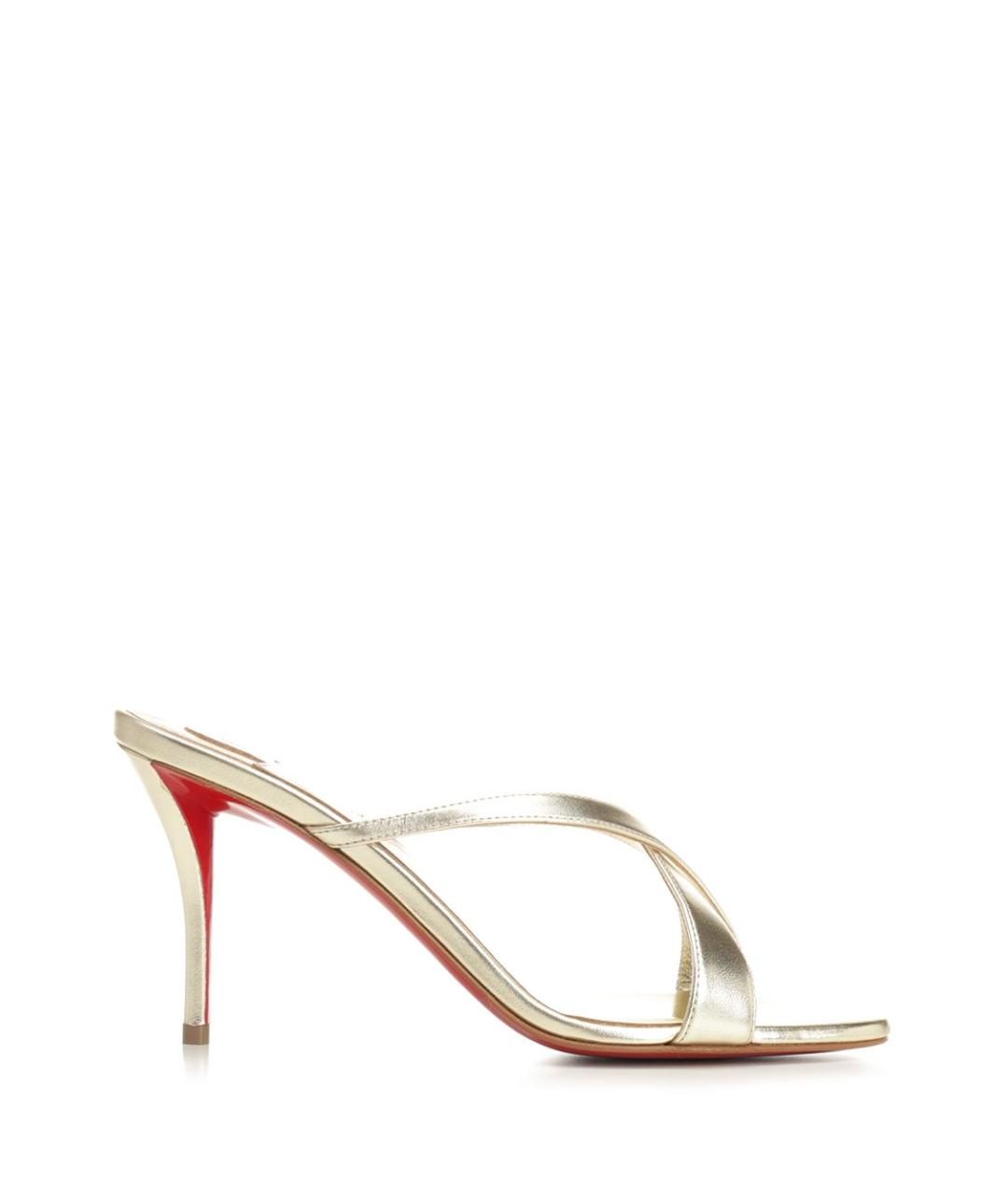 CHRISTIAN LOUBOUTIN Золотые кожаные мюли, фото 1