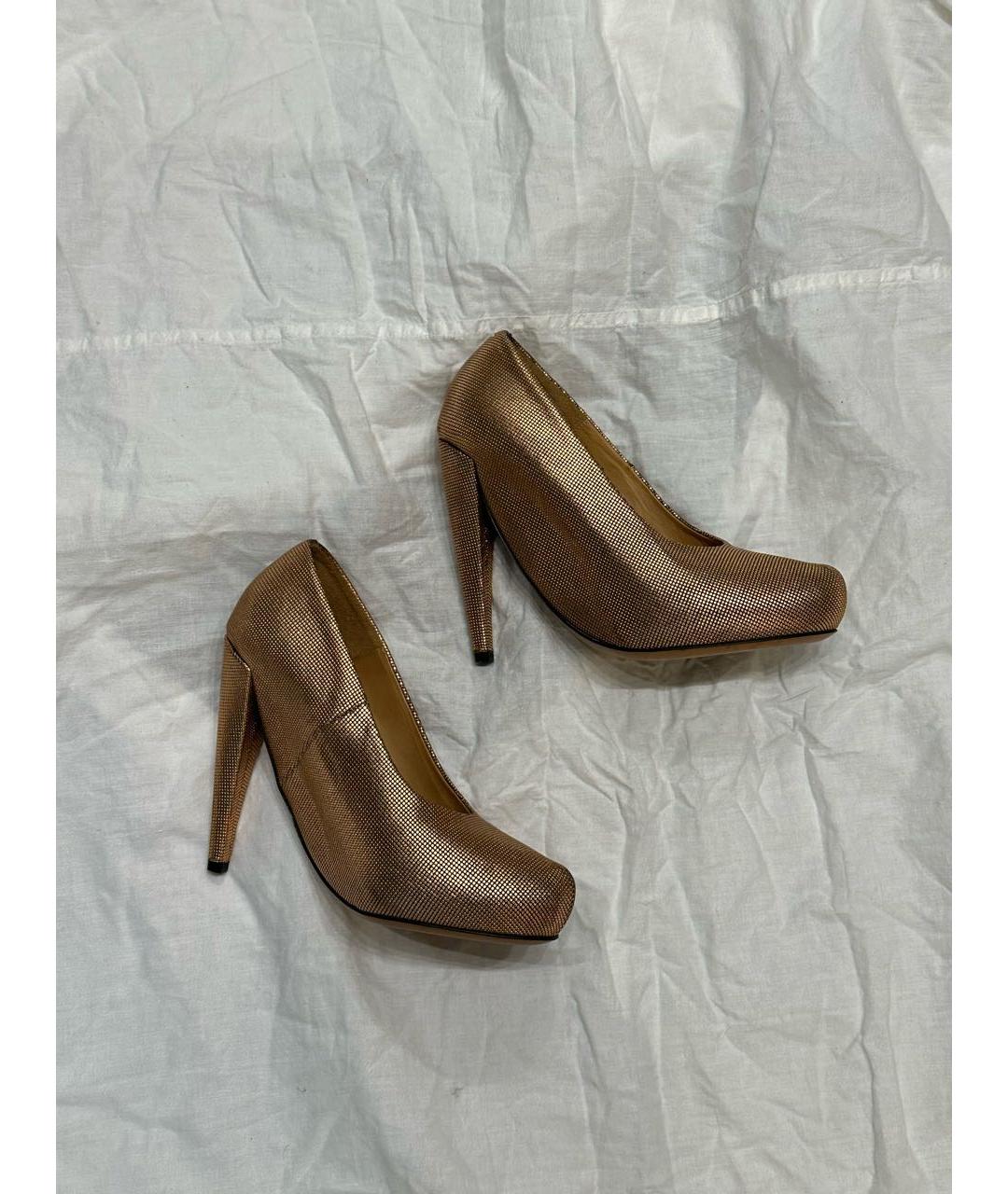MAISON MARGIELA Золотые кожаные туфли, фото 7