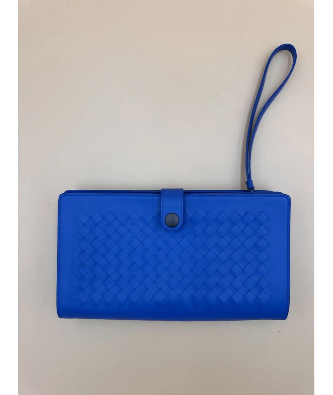 BOTTEGA VENETA Синяя кожаная барсетка, фото 9