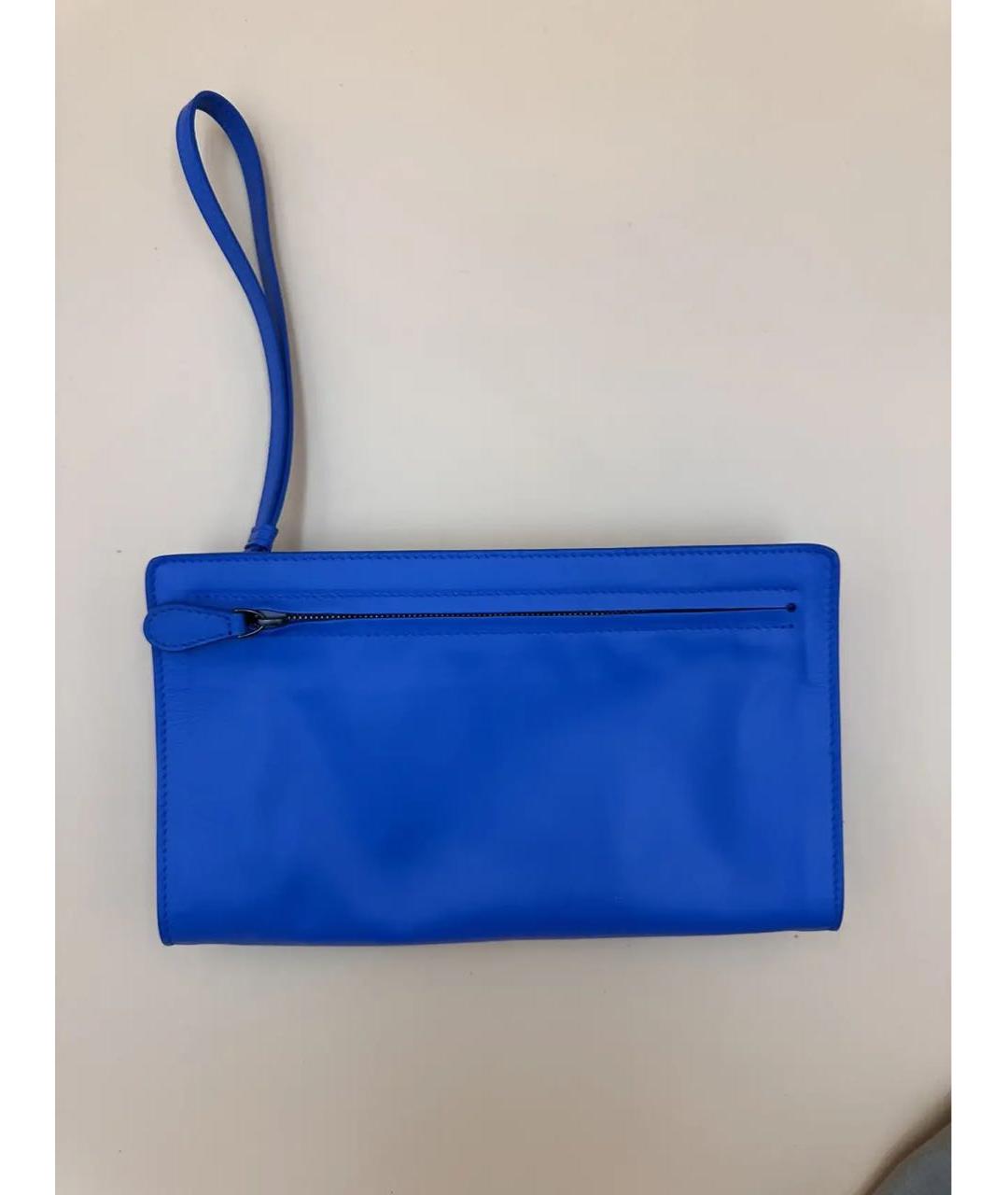 BOTTEGA VENETA Синяя кожаная барсетка, фото 2
