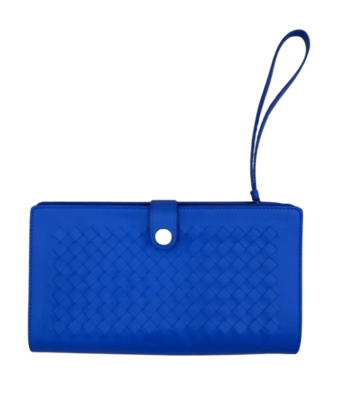 BOTTEGA VENETA Синяя кожаная барсетка, фото 1