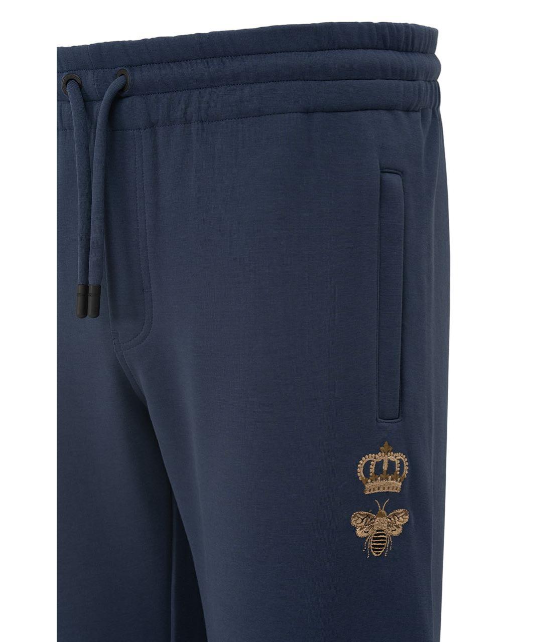 DOLCE&GABBANA Синие хлопковые повседневные брюки, фото 3
