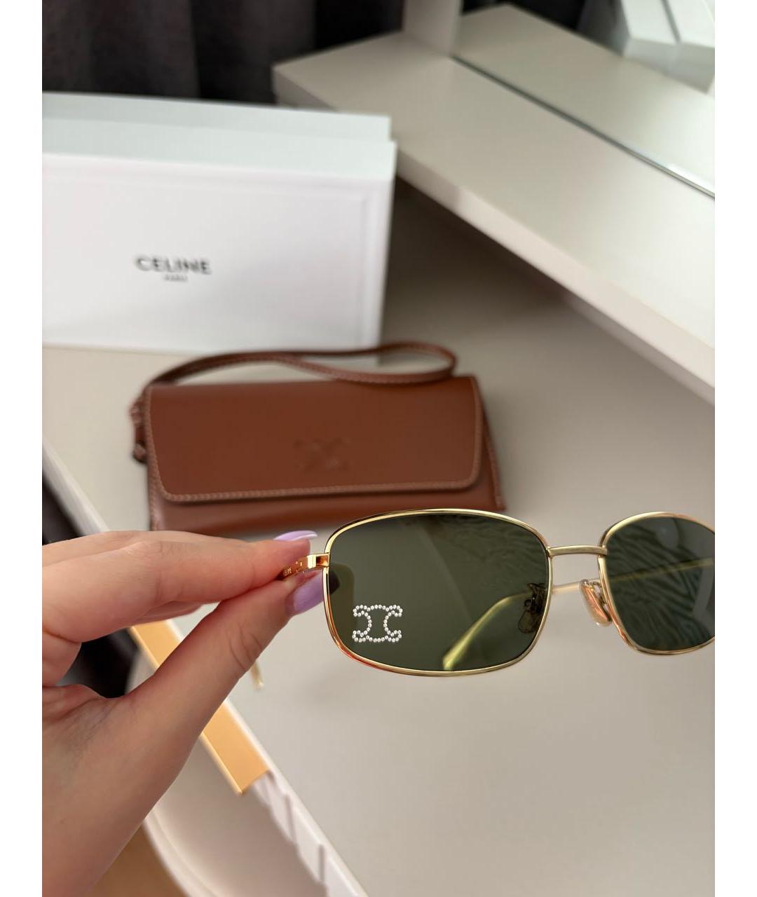 CELINE Золотые металлические солнцезащитные очки, фото 8