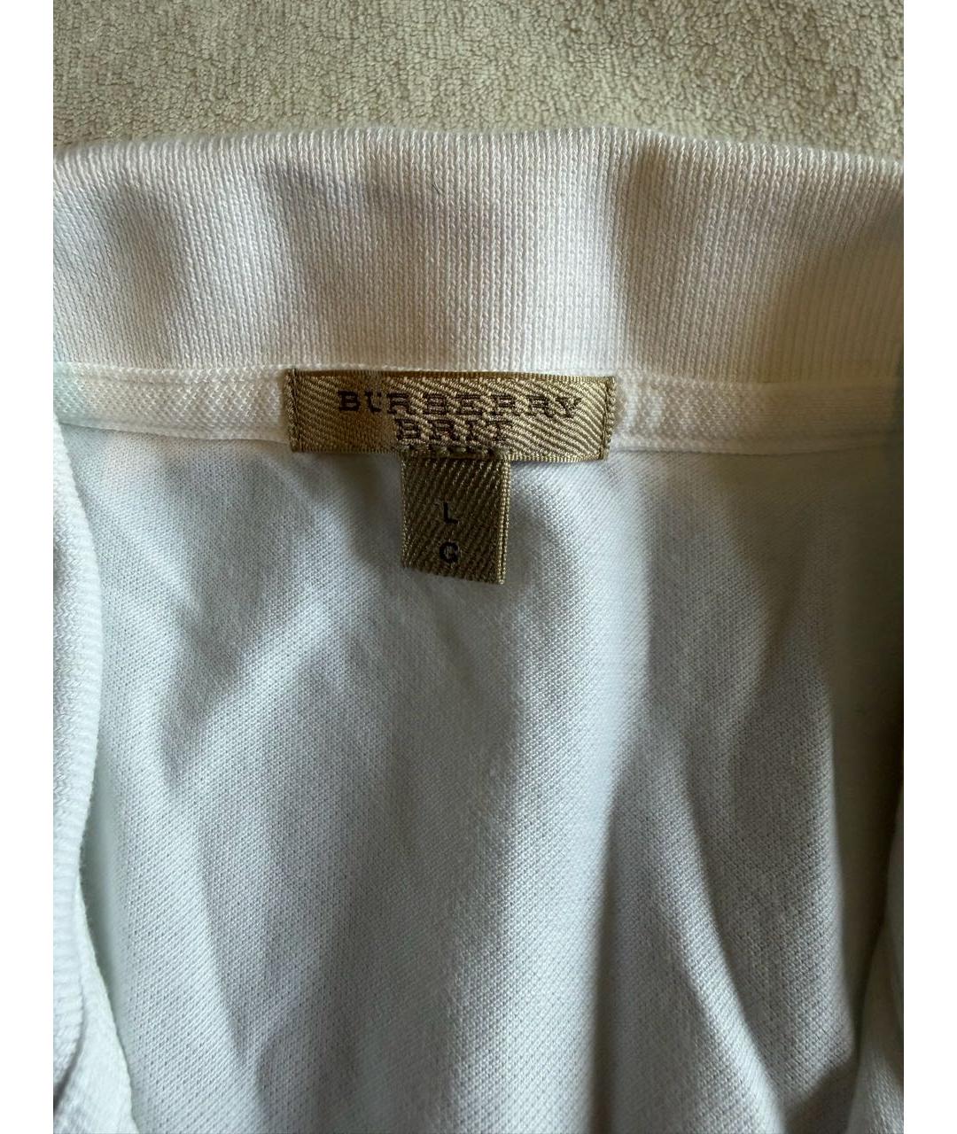 BURBERRY Белая хлопко-эластановая футболка, фото 4