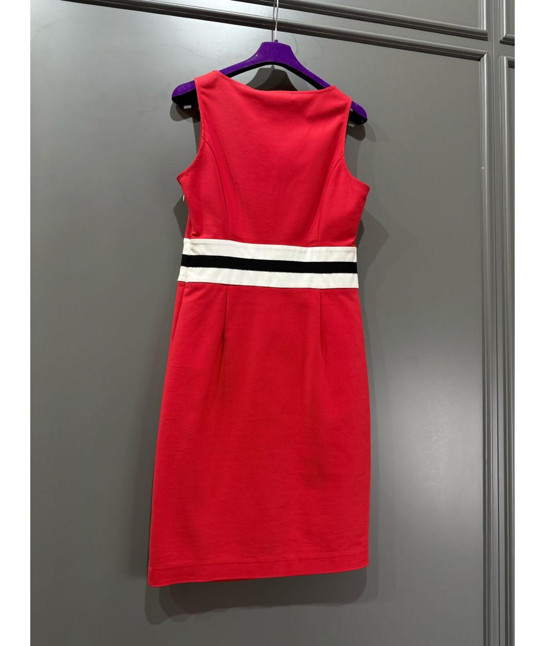 LOVE MOSCHINO Красное хлопко-эластановое повседневное платье, фото 3