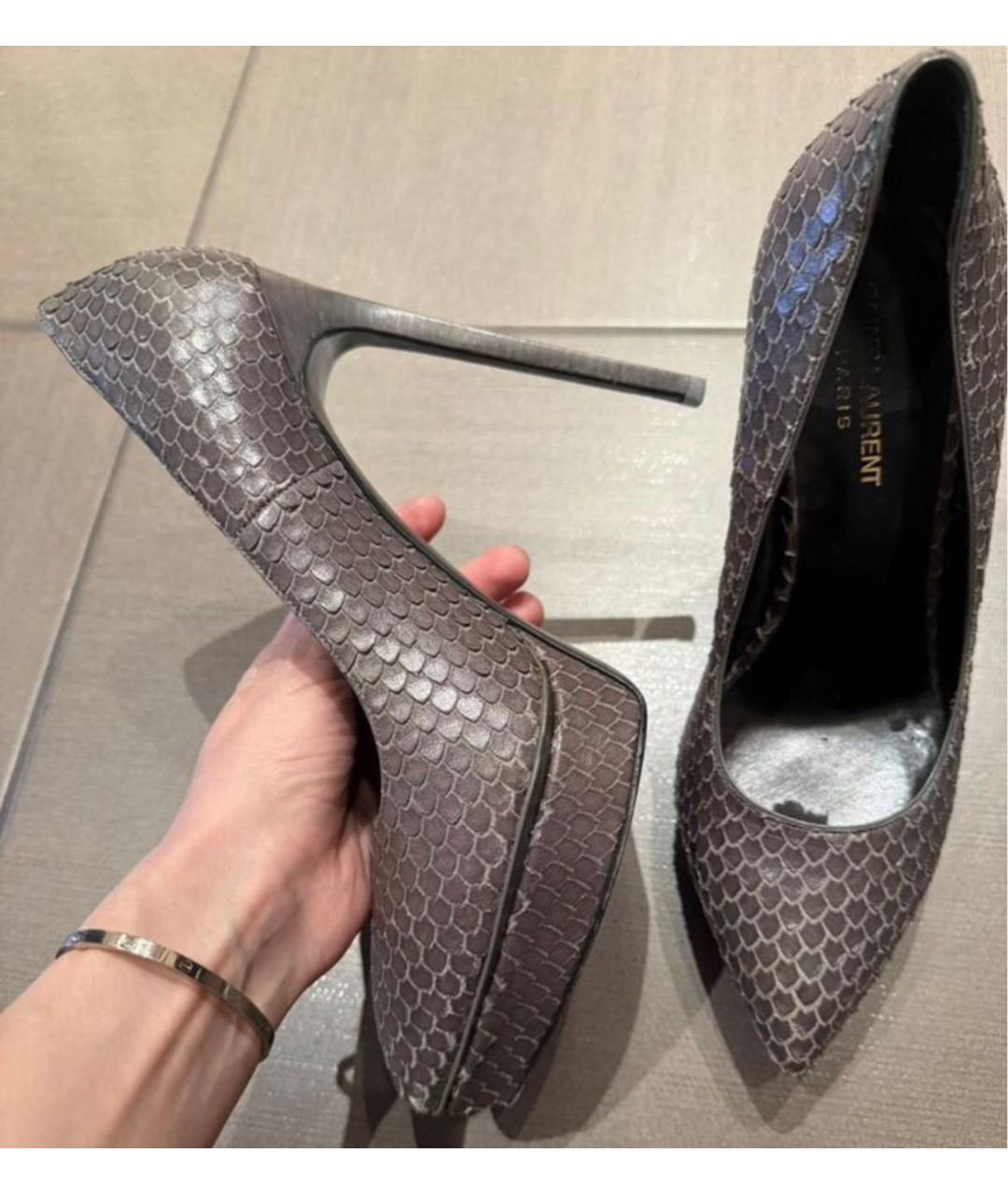SAINT LAURENT Серые туфли из экзотической кожи, фото 8