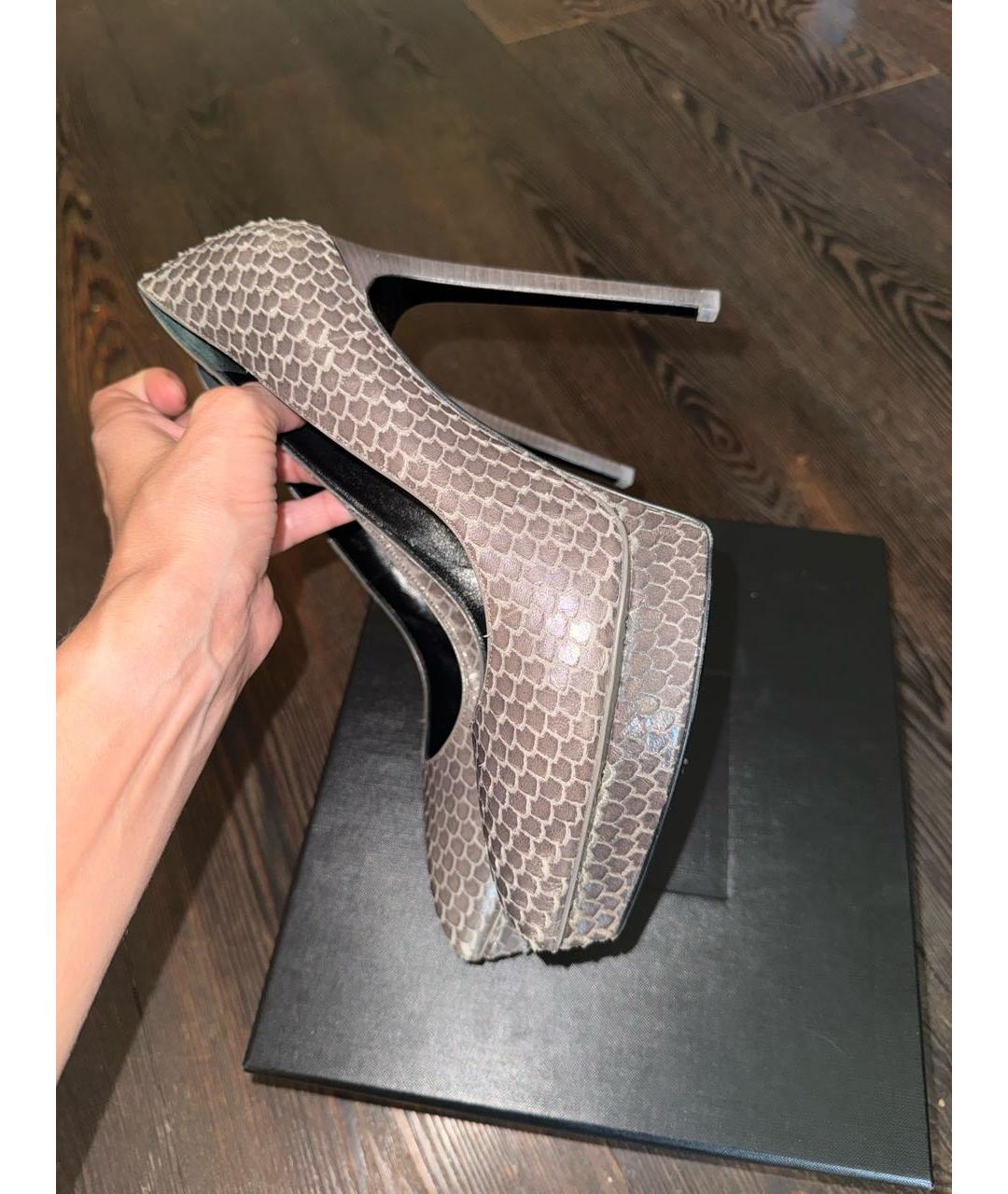 SAINT LAURENT Серые туфли из экзотической кожи, фото 5