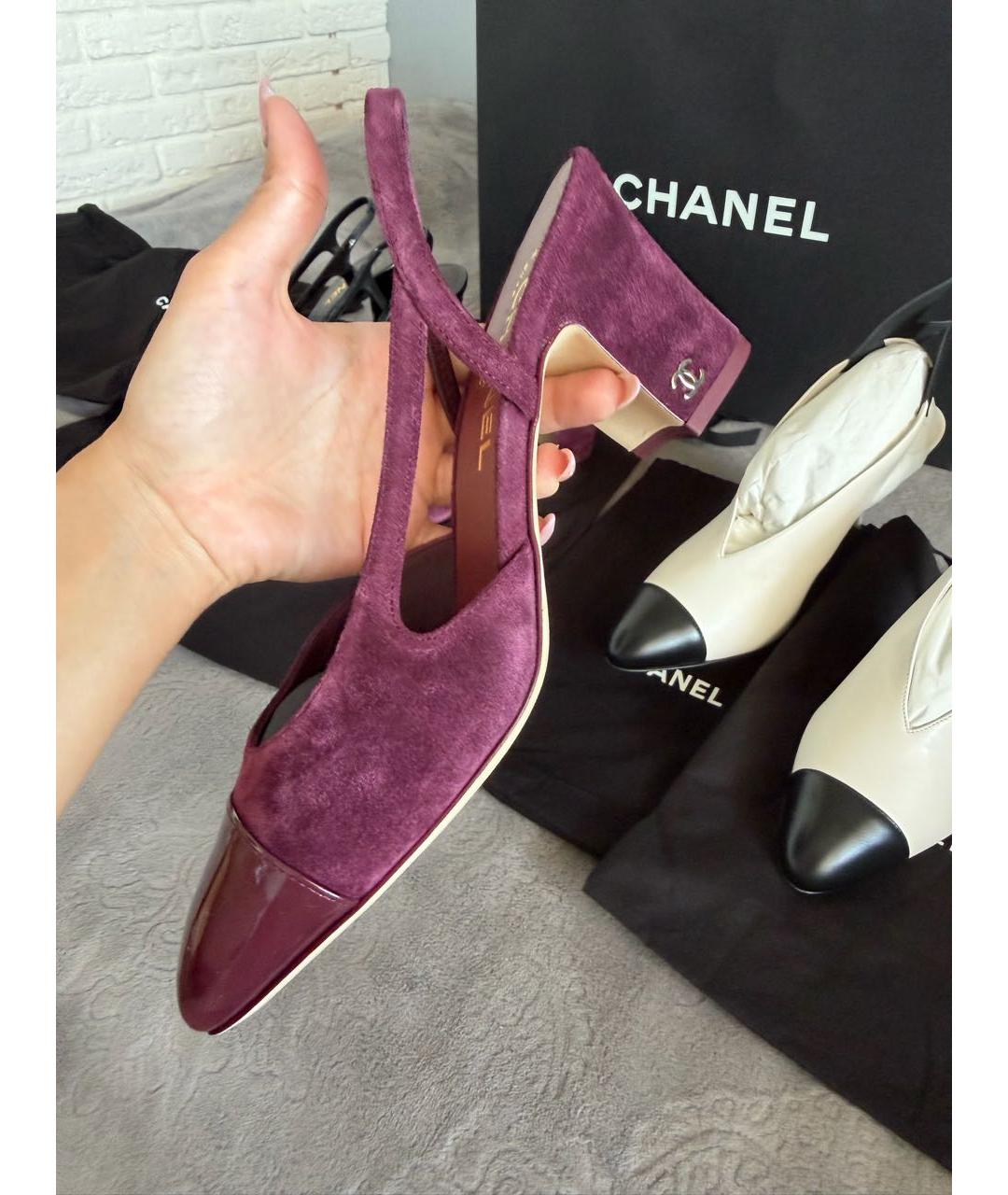 CHANEL Бордовые замшевые туфли, фото 6