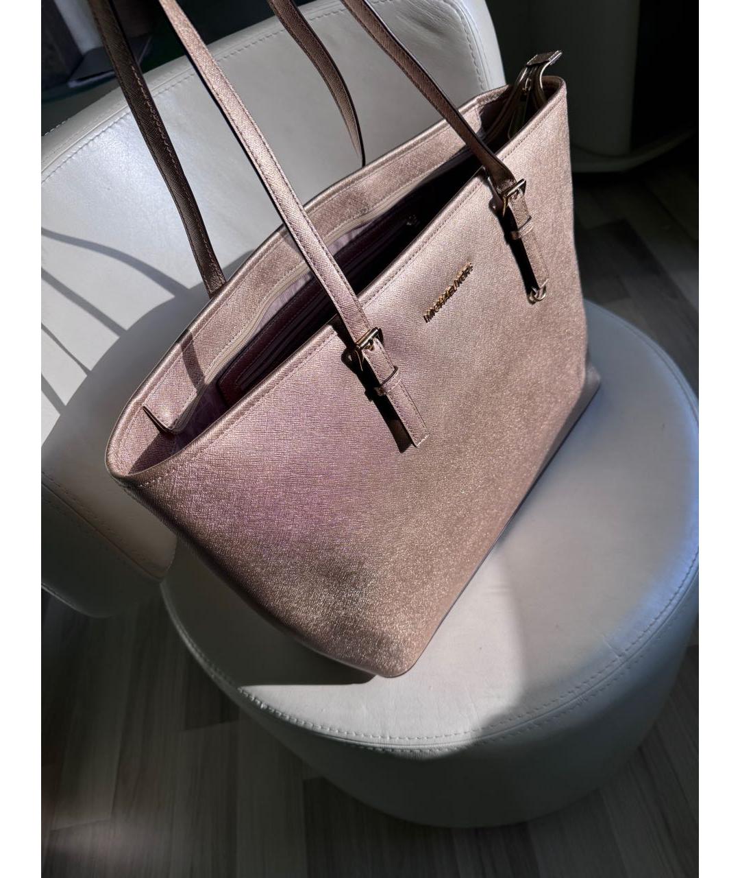 MICHAEL KORS Золотая сумка тоут из искусственной кожи, фото 2