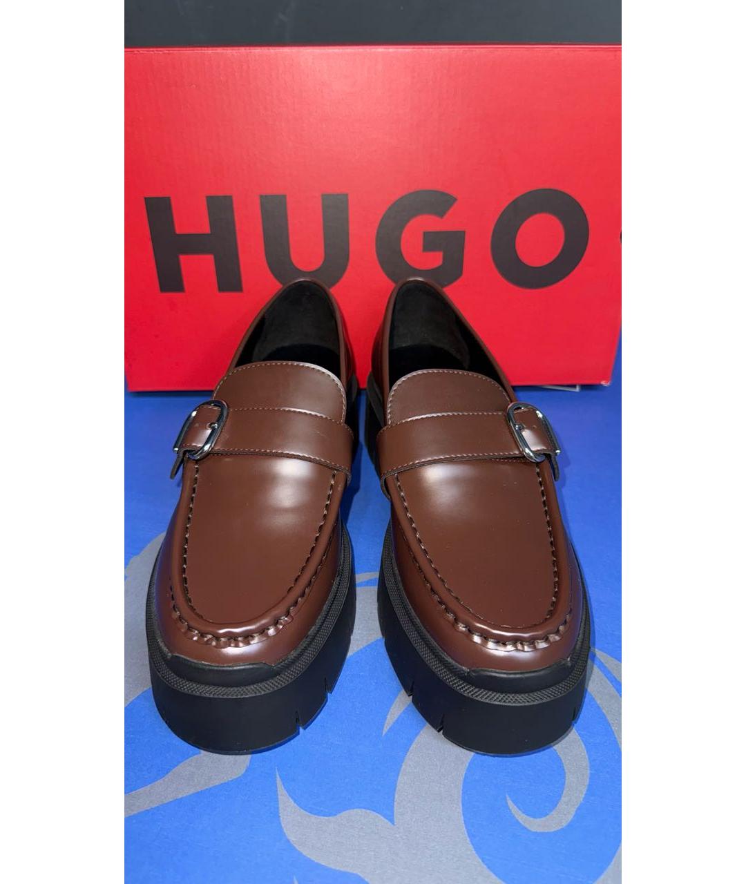 HUGO Коричневые лоферы из искусственной кожи, фото 2