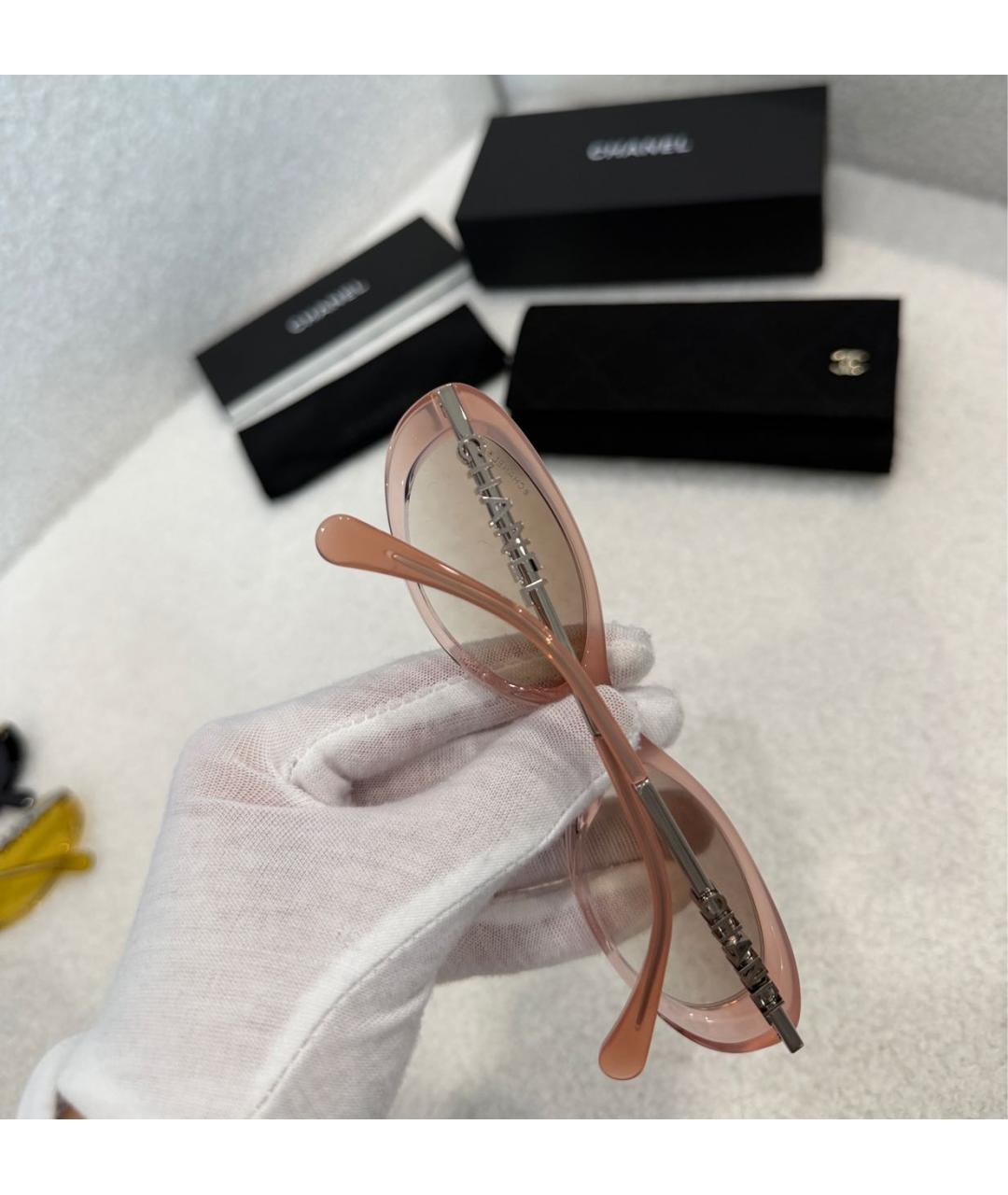 CHANEL Розовые пластиковые солнцезащитные очки, фото 6