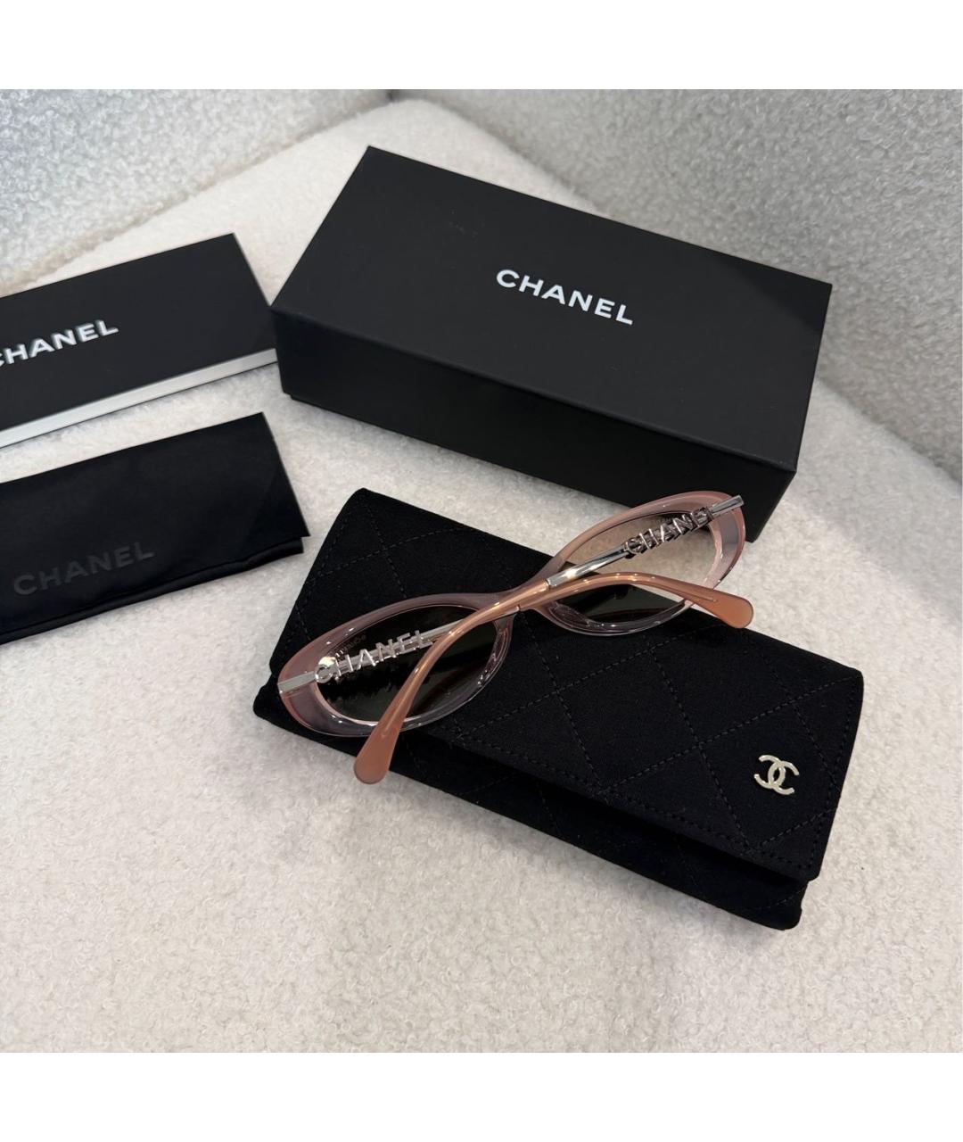 CHANEL Розовые пластиковые солнцезащитные очки, фото 5