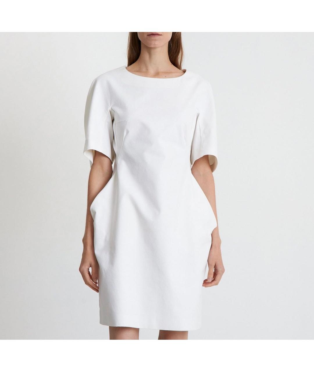 JIL SANDER Белое хлопковое вечернее платье, фото 5