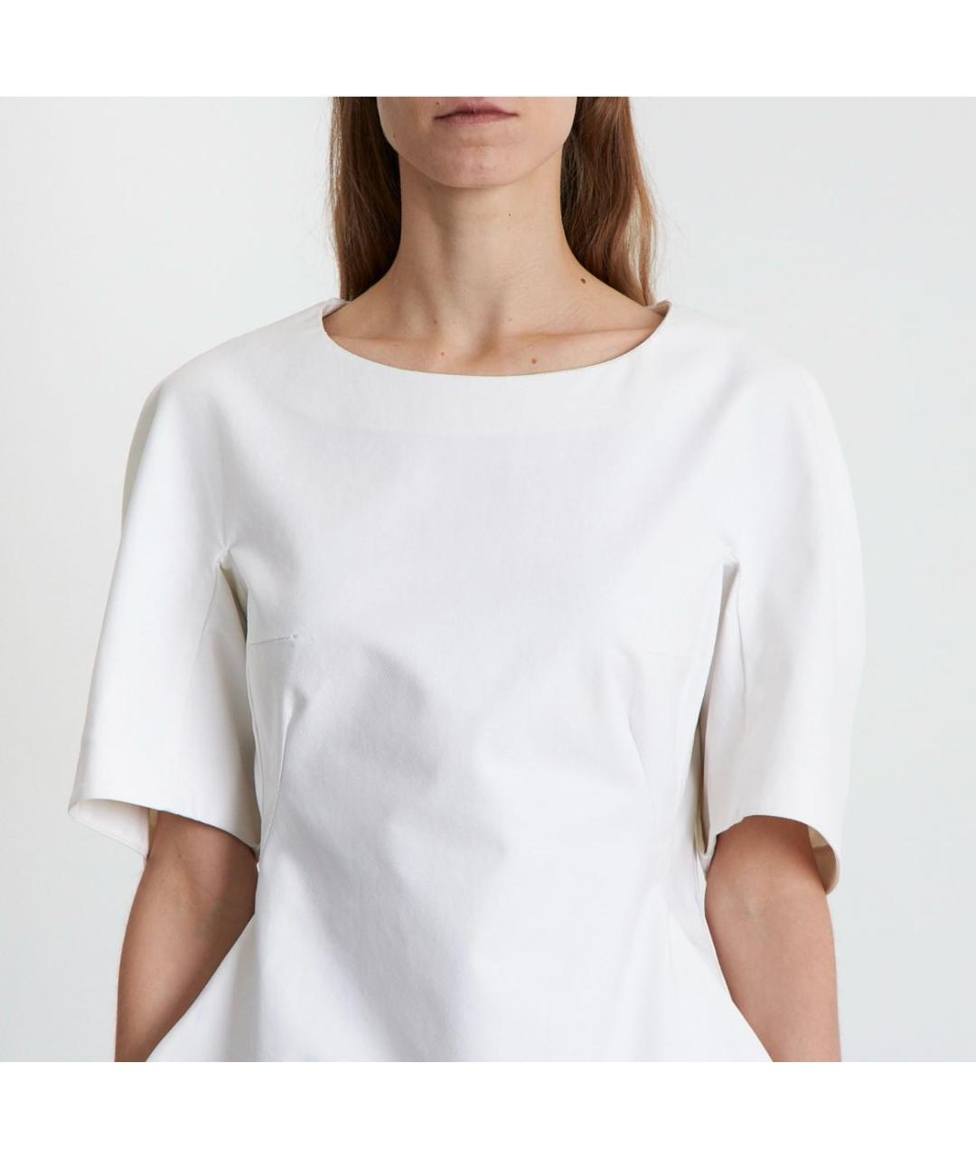 JIL SANDER Белое хлопковое вечернее платье, фото 3