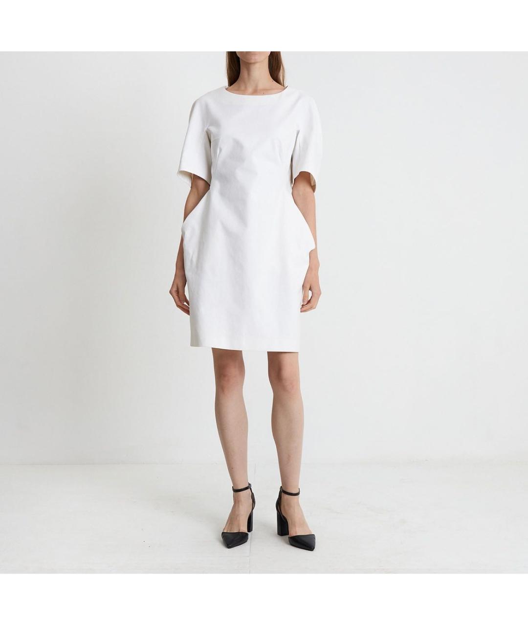 JIL SANDER Белое хлопковое вечернее платье, фото 4