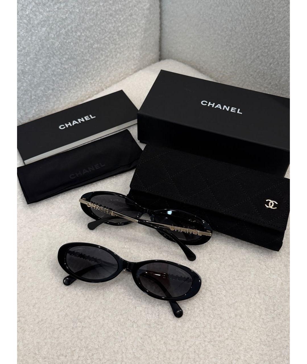 CHANEL Черные пластиковые солнцезащитные очки, фото 5