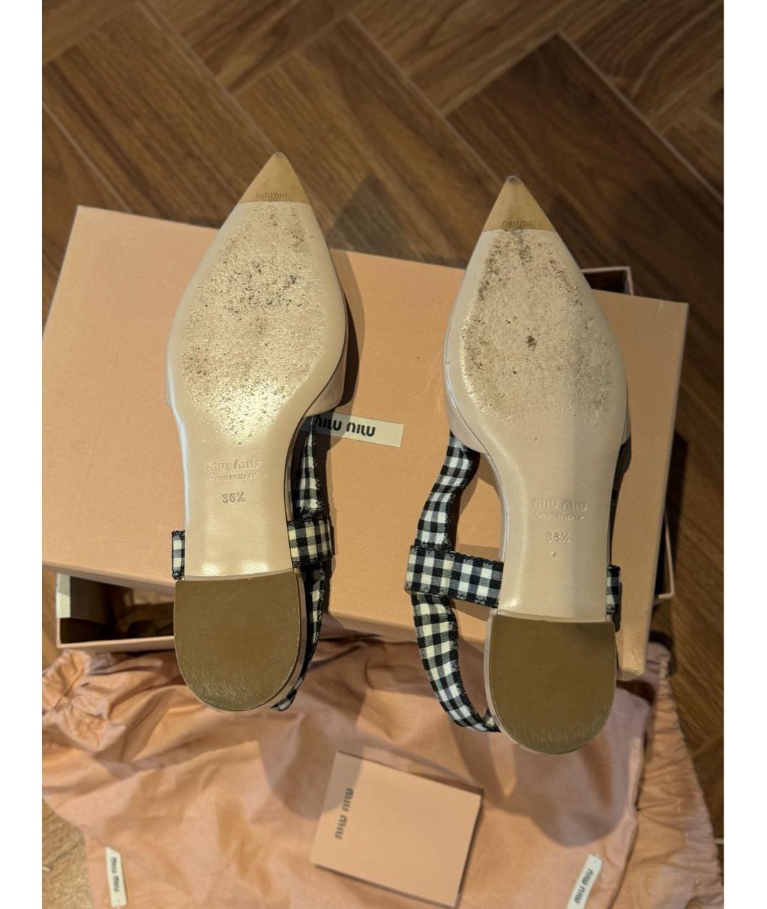 MIU MIU Бежевые туфли из лакированной кожи, фото 7
