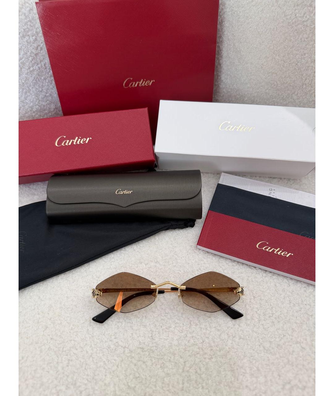 CARTIER Золотые металлические солнцезащитные очки, фото 4