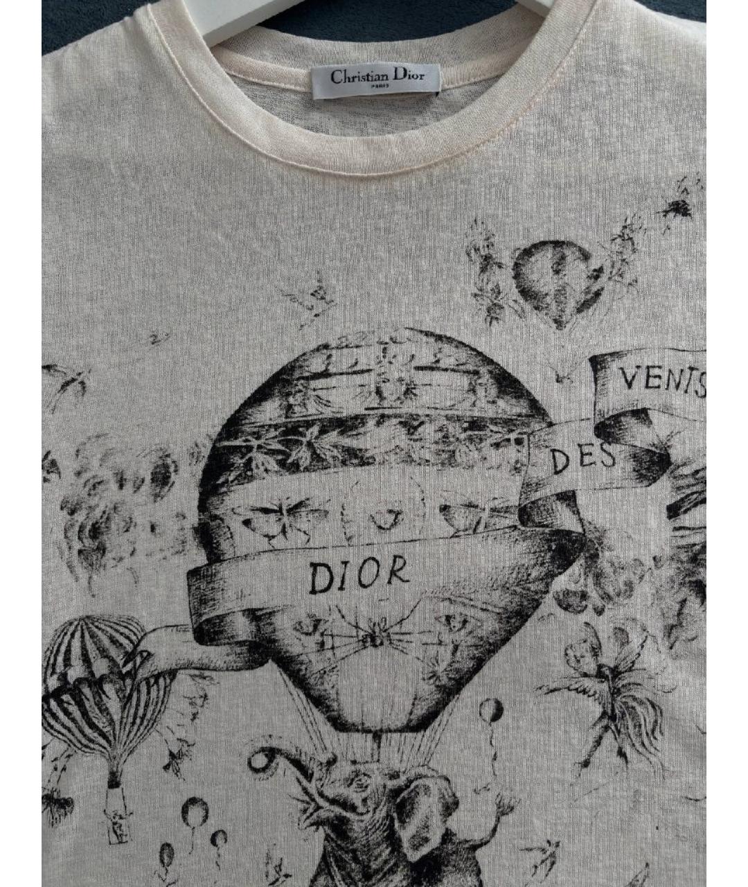 CHRISTIAN DIOR Бежевая хлопковая футболка, фото 3