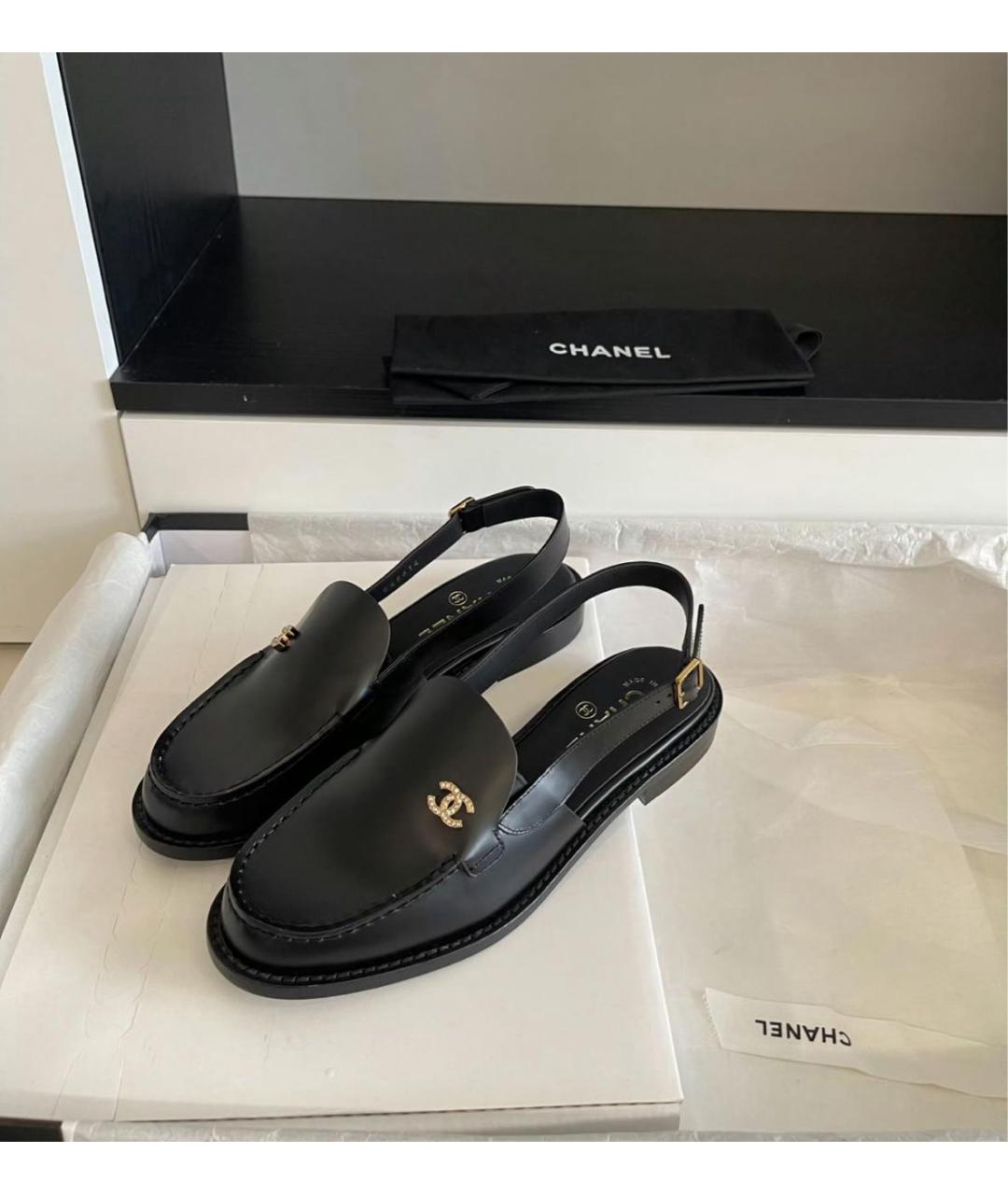 CHANEL Черные кожаные босоножки, фото 7