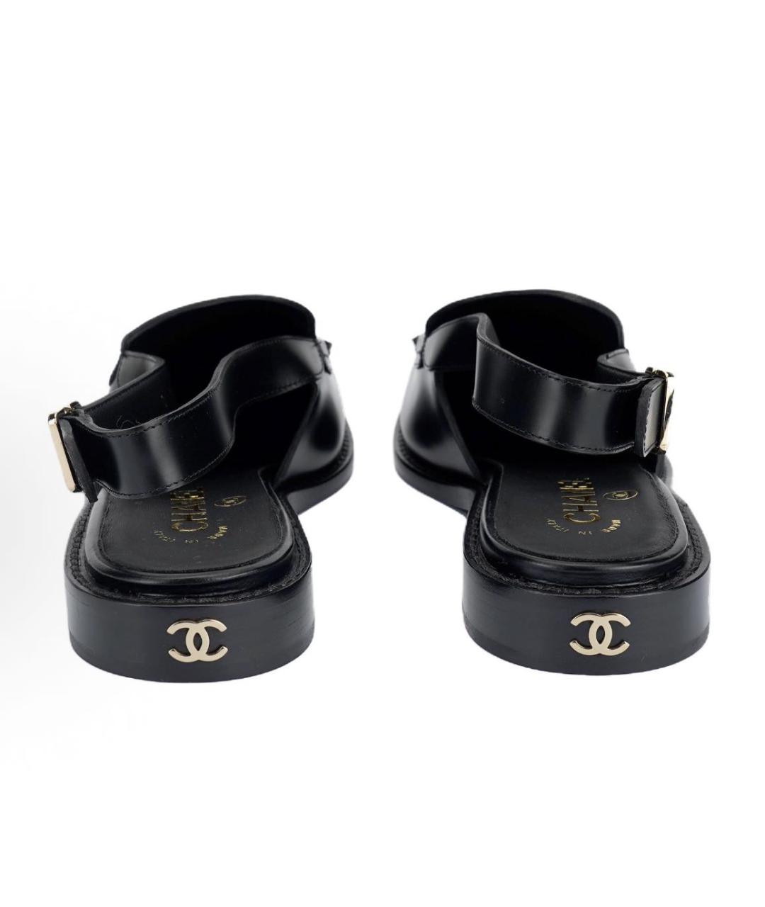 CHANEL Черные кожаные босоножки, фото 3