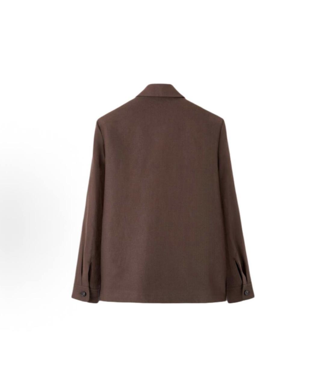 LORO PIANA Коричневая льняная классическая рубашка, фото 2