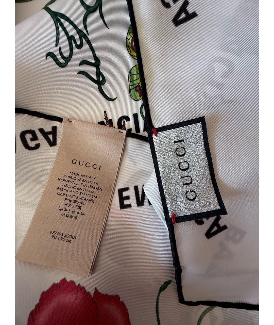 GUCCI Белый шелковый платок, фото 5