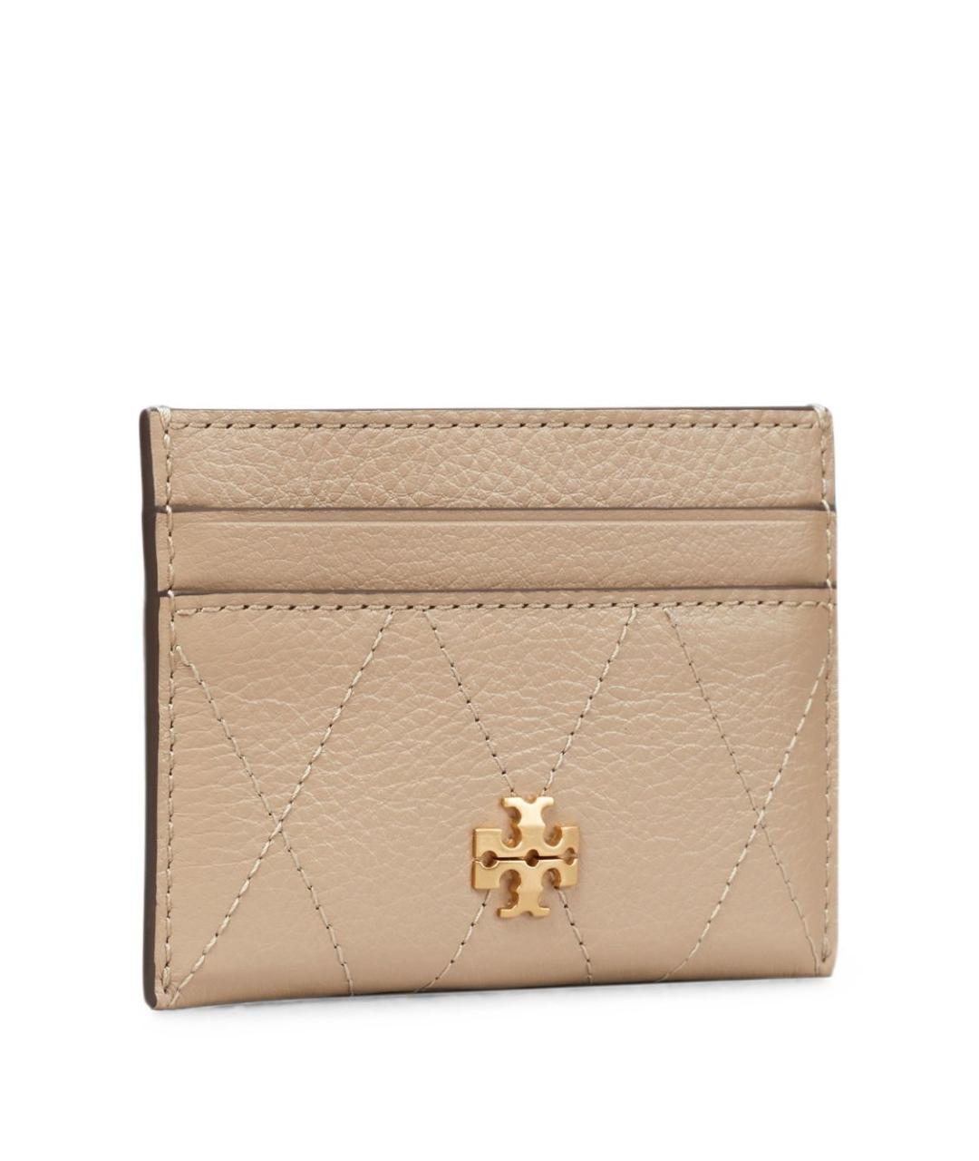 TORY BURCH Бежевый кожаный кардхолдер, фото 3