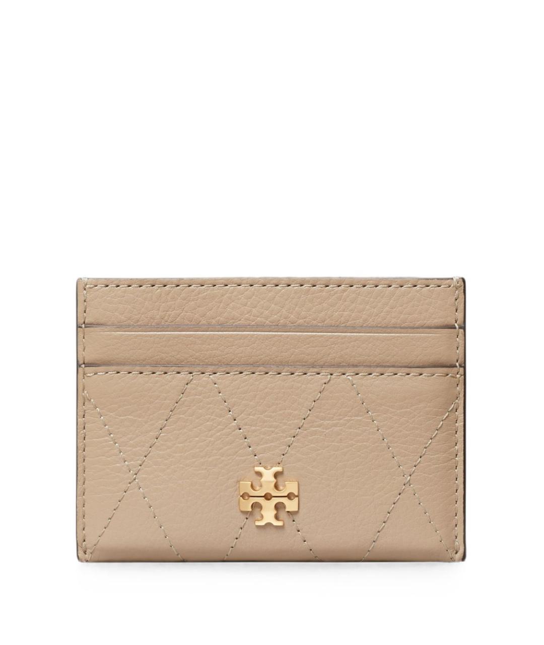 TORY BURCH Бежевый кожаный кардхолдер, фото 1