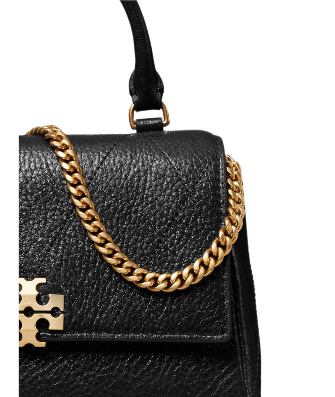 TORY BURCH Черная кожаная сумка с короткими ручками, фото 4