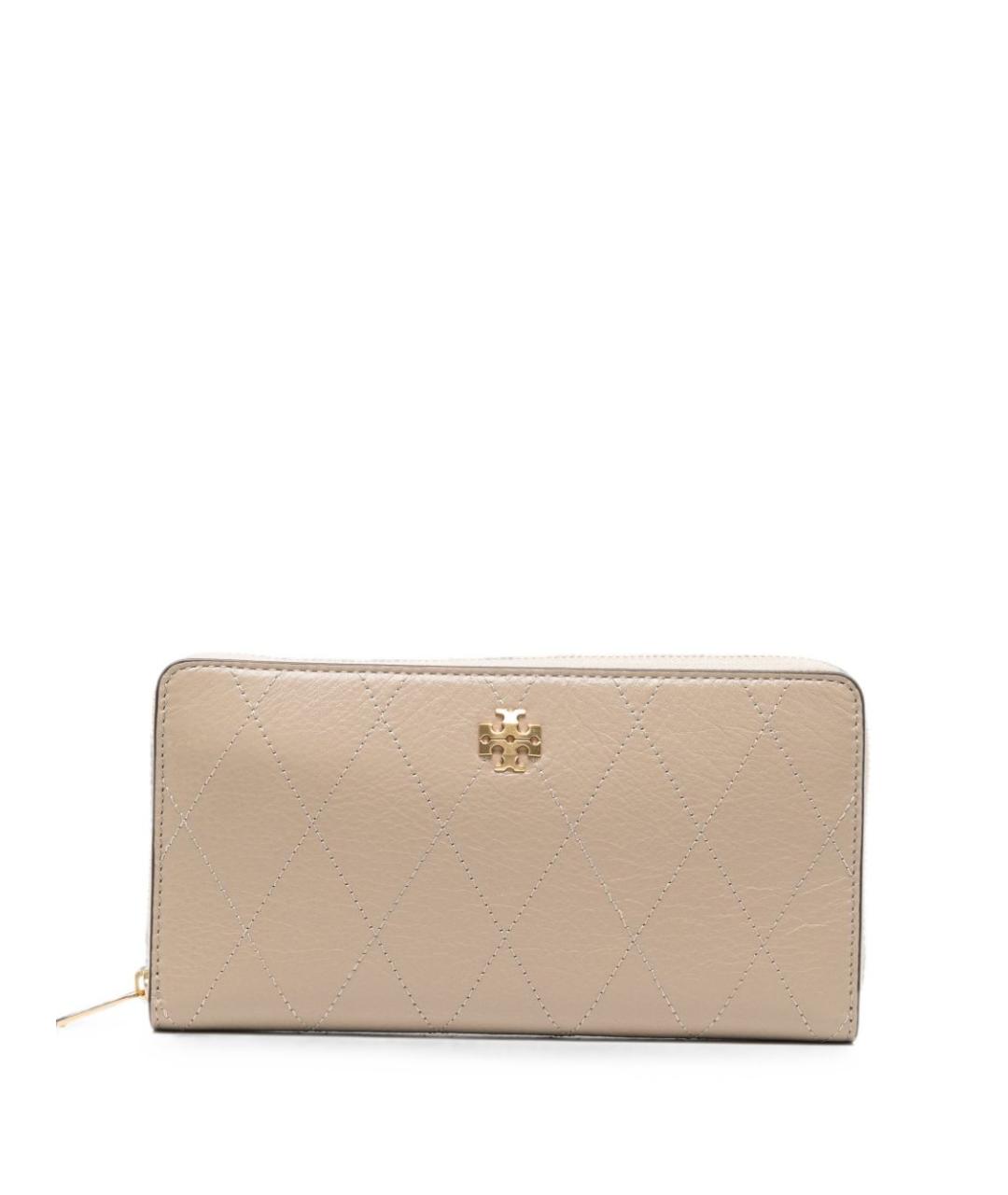 TORY BURCH Бежевый кожаный кошелек, фото 1