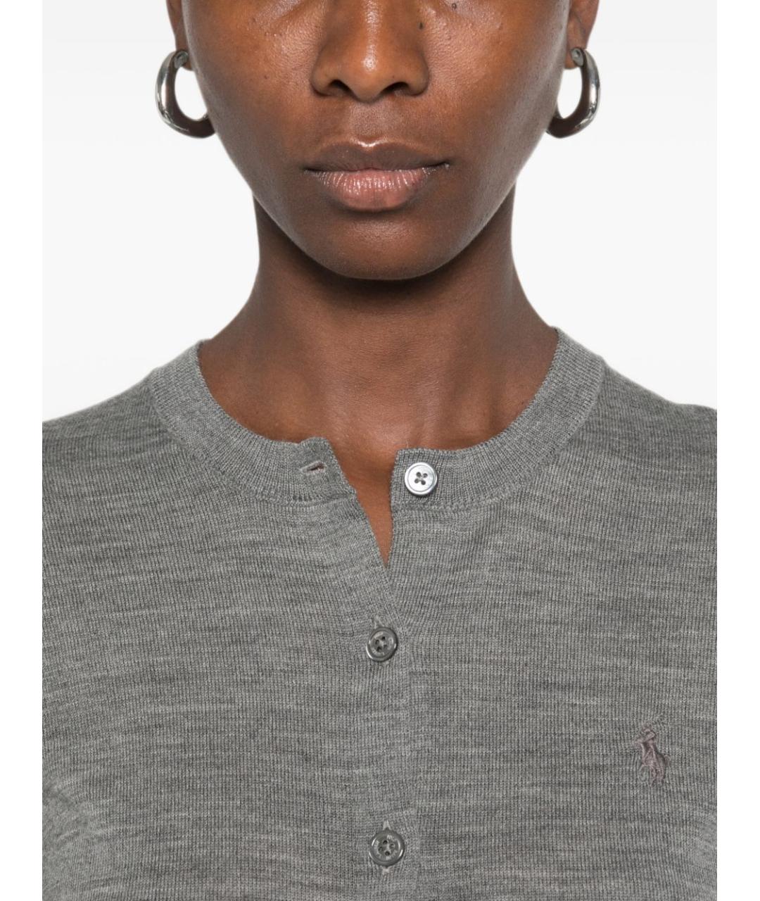 POLO RALPH LAUREN Серый шерстяной кардиган, фото 2