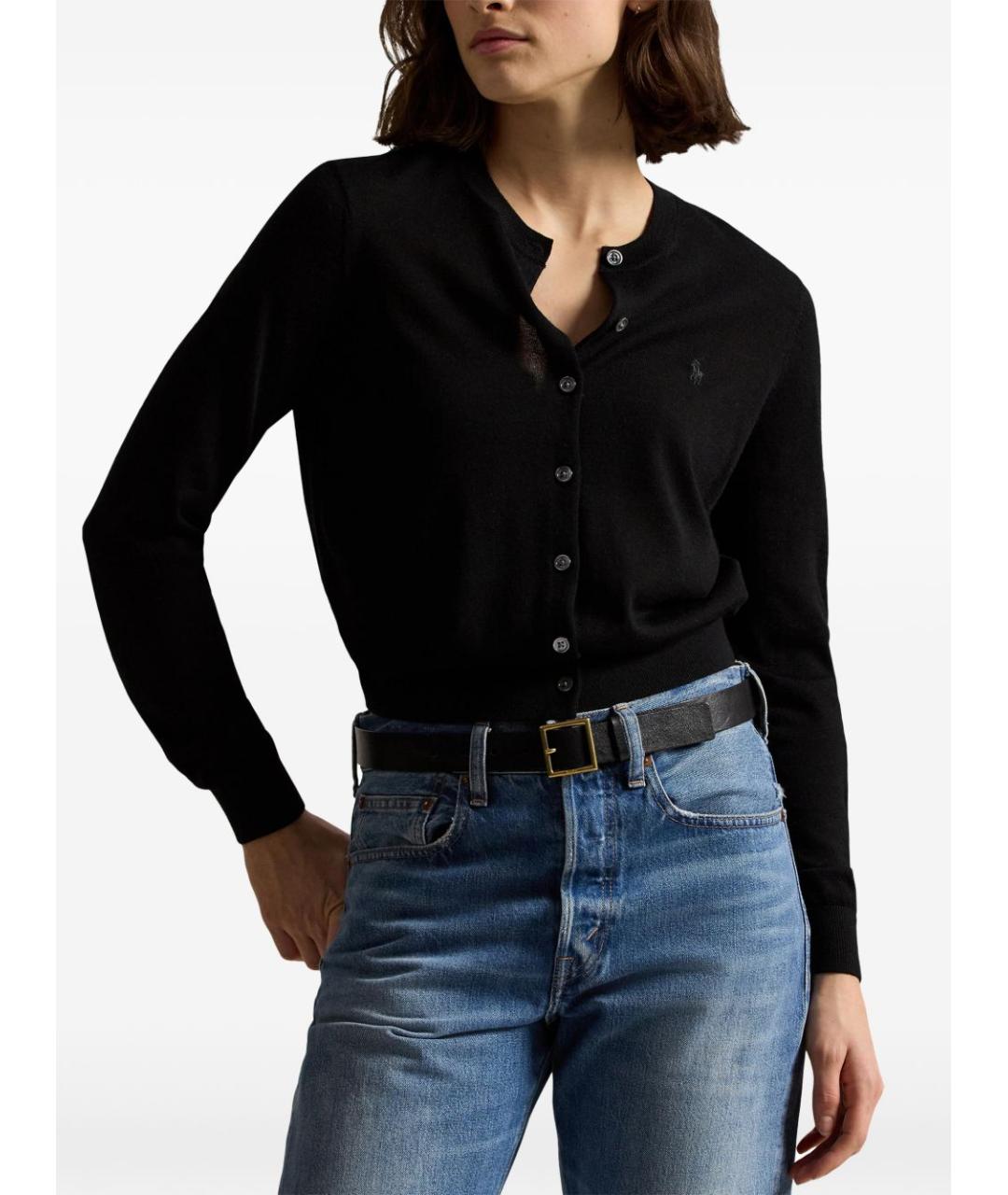 POLO RALPH LAUREN Черный шерстяной кардиган, фото 4
