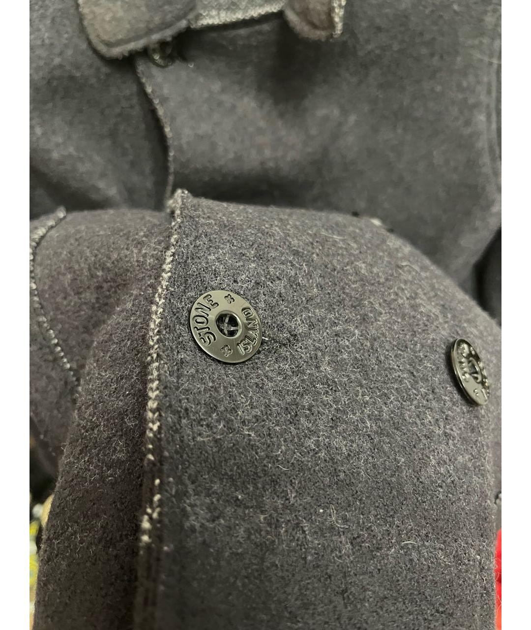STONE ISLAND Черное шерстяное пальто, фото 4