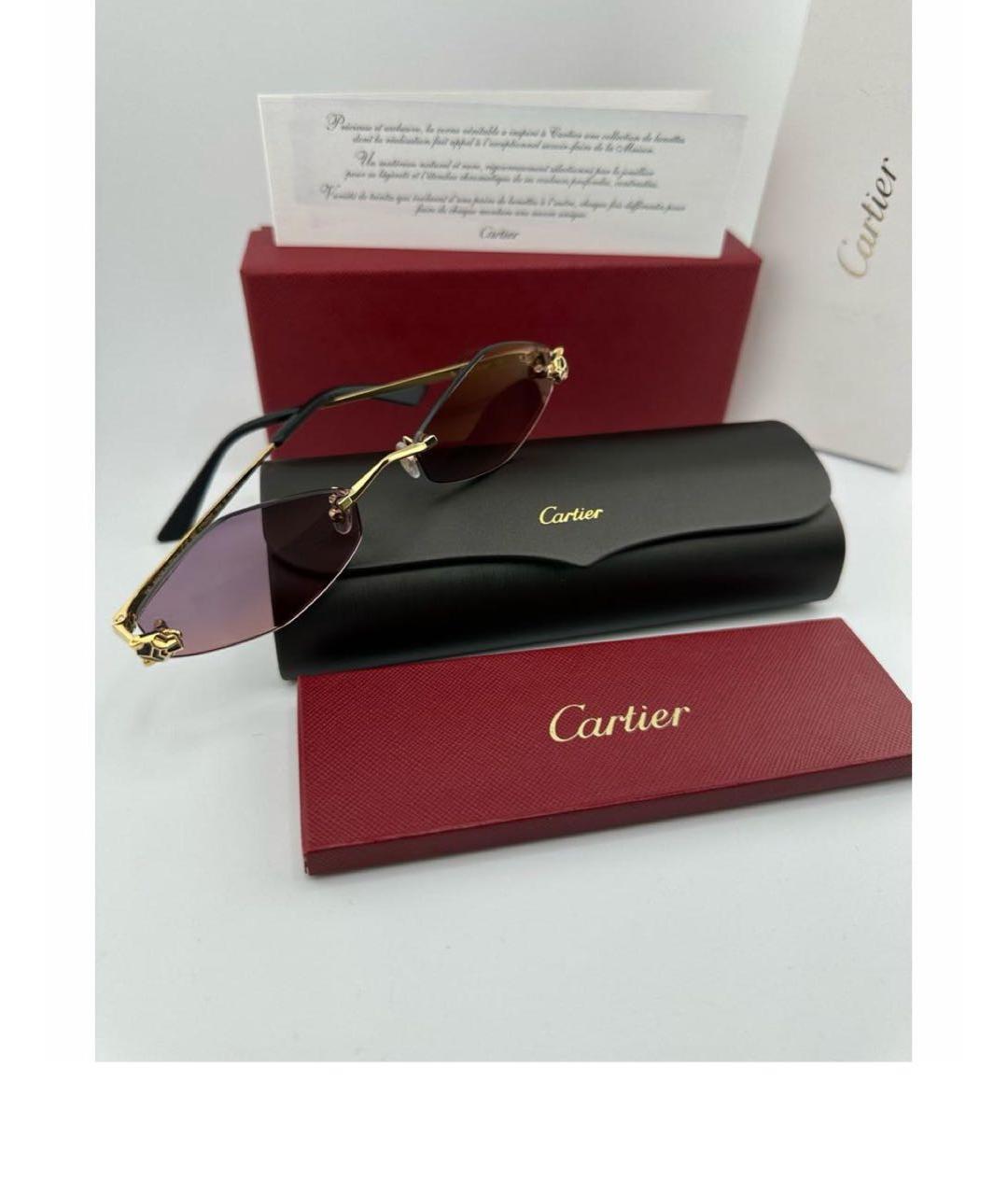 CARTIER Золотые металлические солнцезащитные очки, фото 2