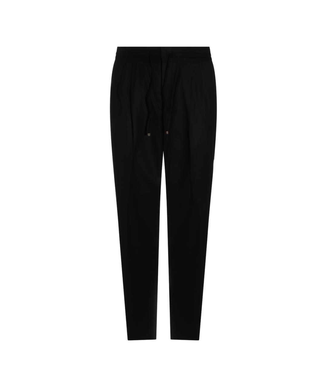 BRUNELLO CUCINELLI Черные шерстяные повседневные брюки, фото 1