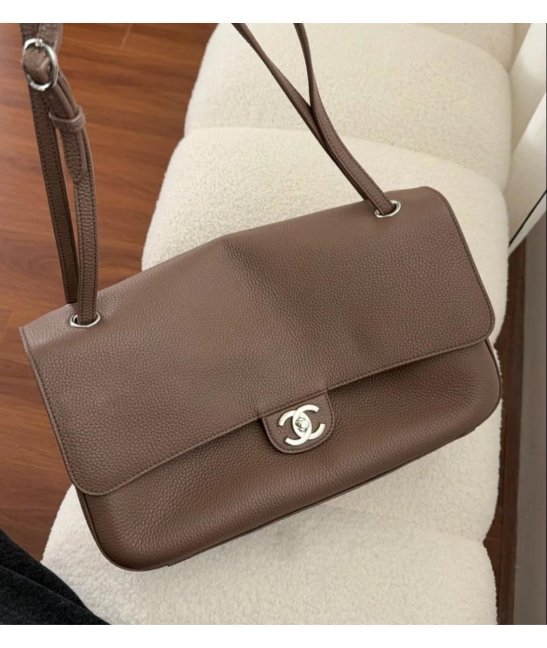 CHANEL Бежевая кожаная сумка через плечо, фото 4