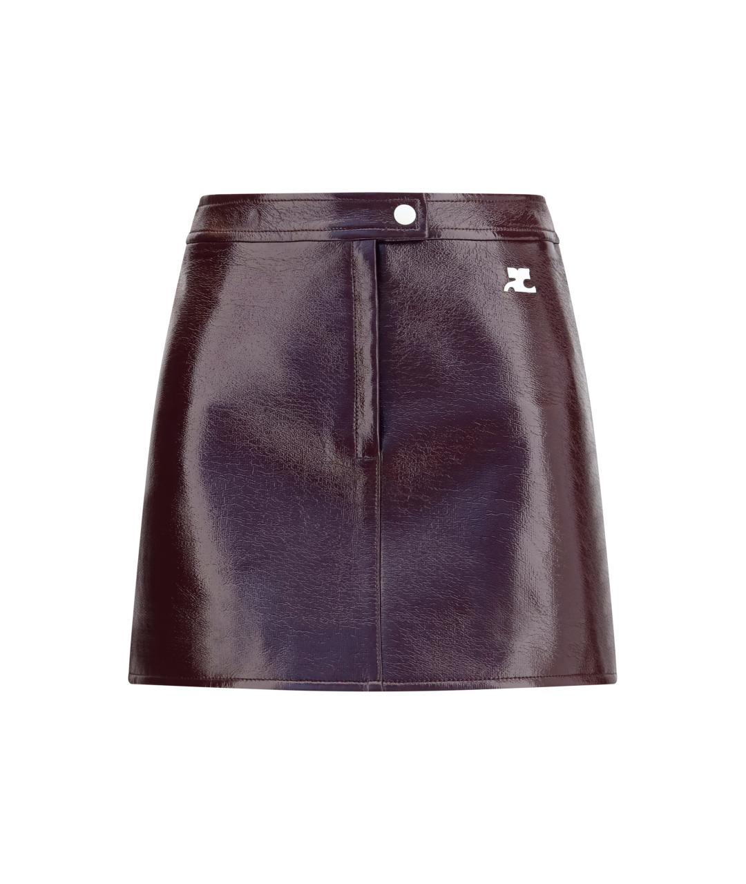 COURREGES Бордовая хлопковая юбка мини, фото 1