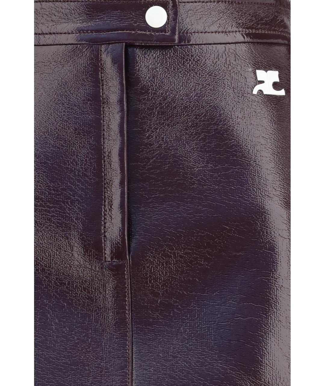 COURREGES Бордовая хлопковая юбка мини, фото 3