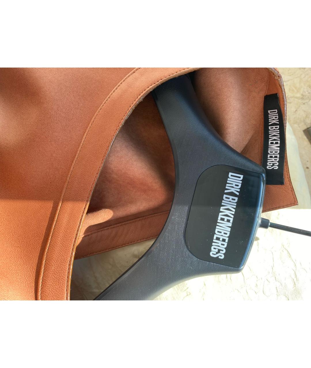 BIKKEMBERGS Коричневое кожаное коктейльное платье, фото 3