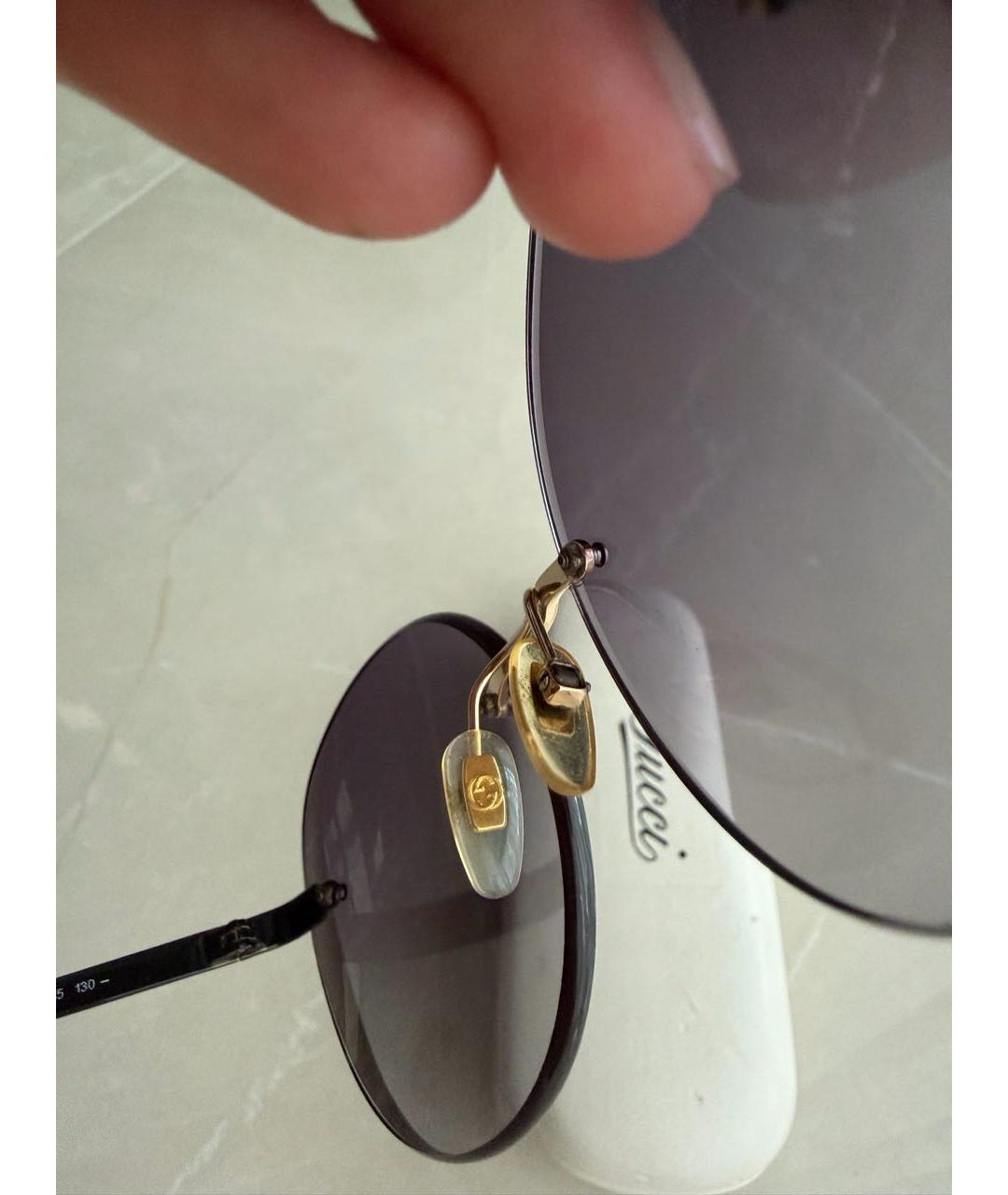 GUCCI Черные металлические солнцезащитные очки, фото 3