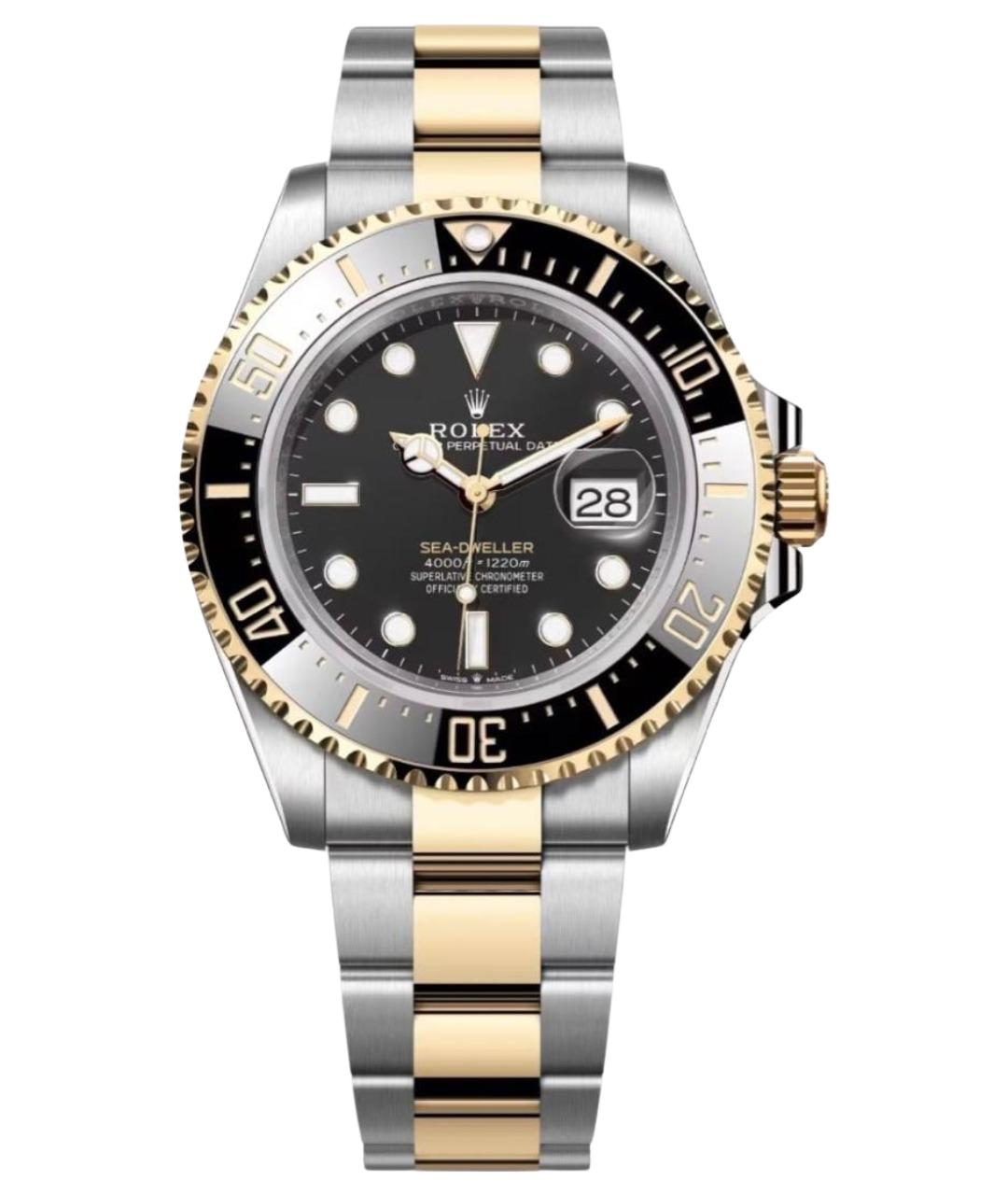 ROLEX Черные часы из желтого золота, фото 1